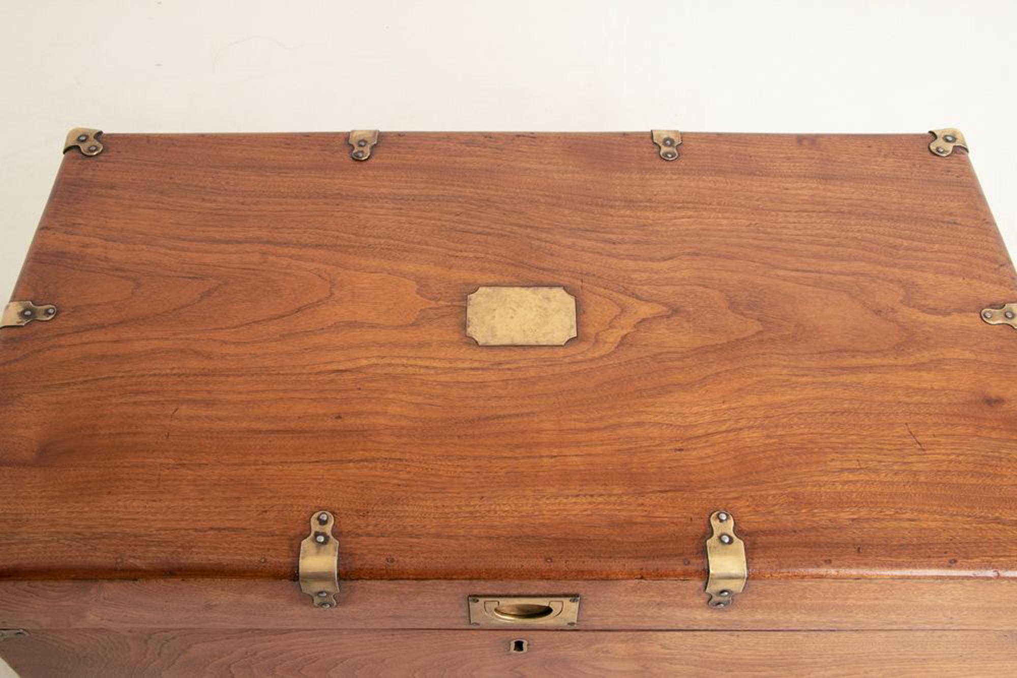 Fruitwood 19th Century Camphorwood Military Campaign Trunk C1850 For Sale