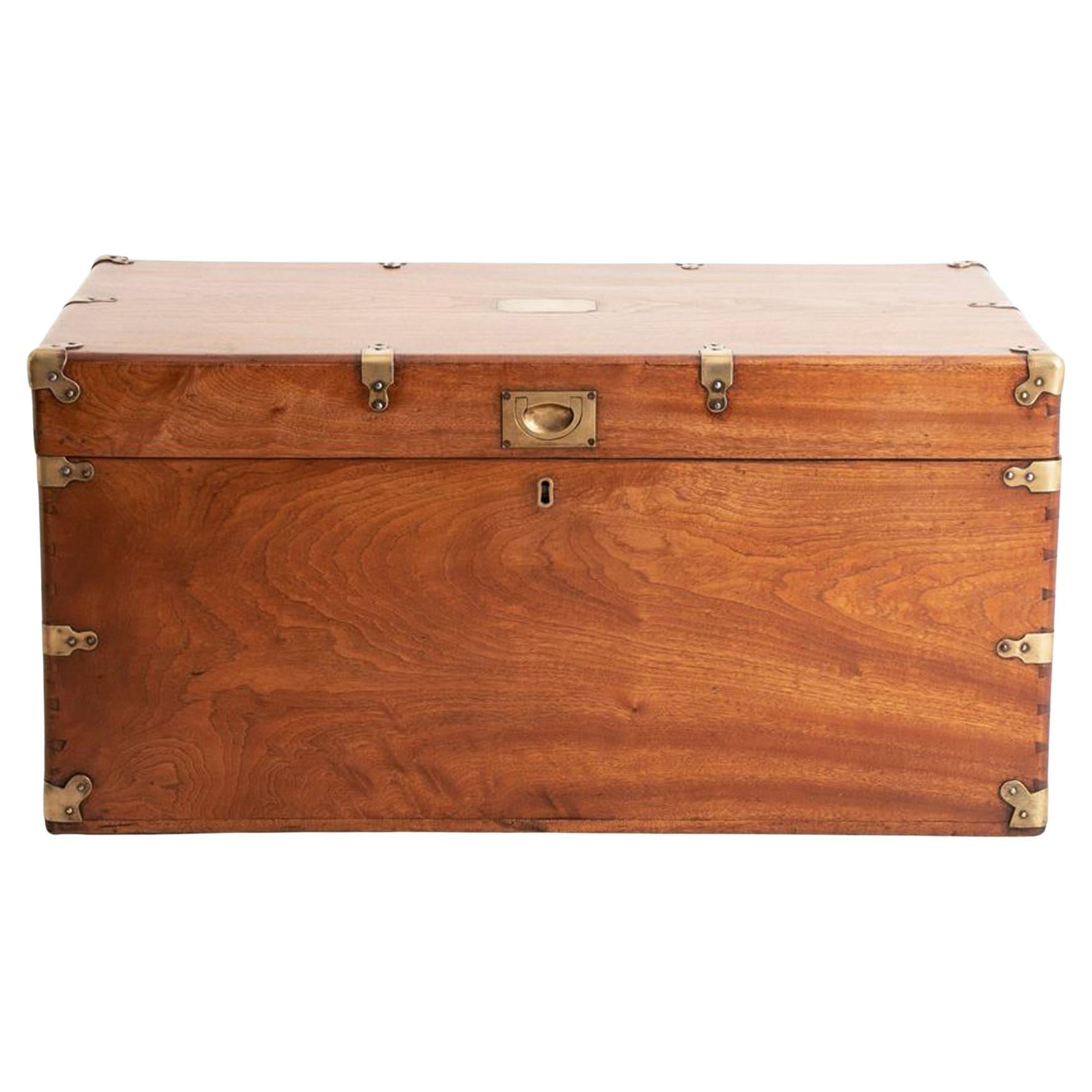 19th Century Camphorwood Military Campaign Trunk C1850 For Sale