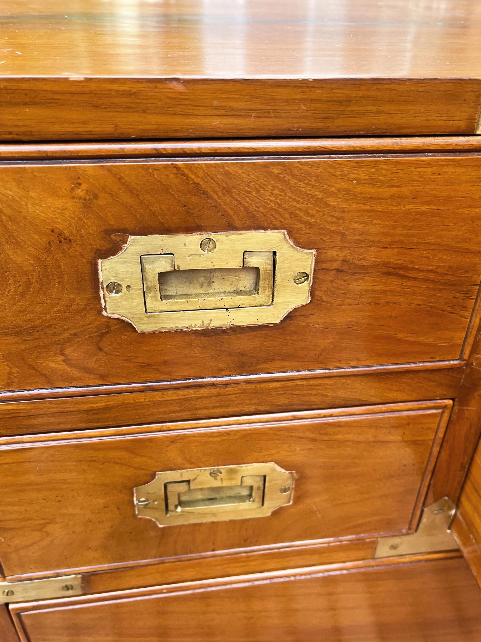19th Century Camphorwood Two-Part Campaign Chest of Drawers 3