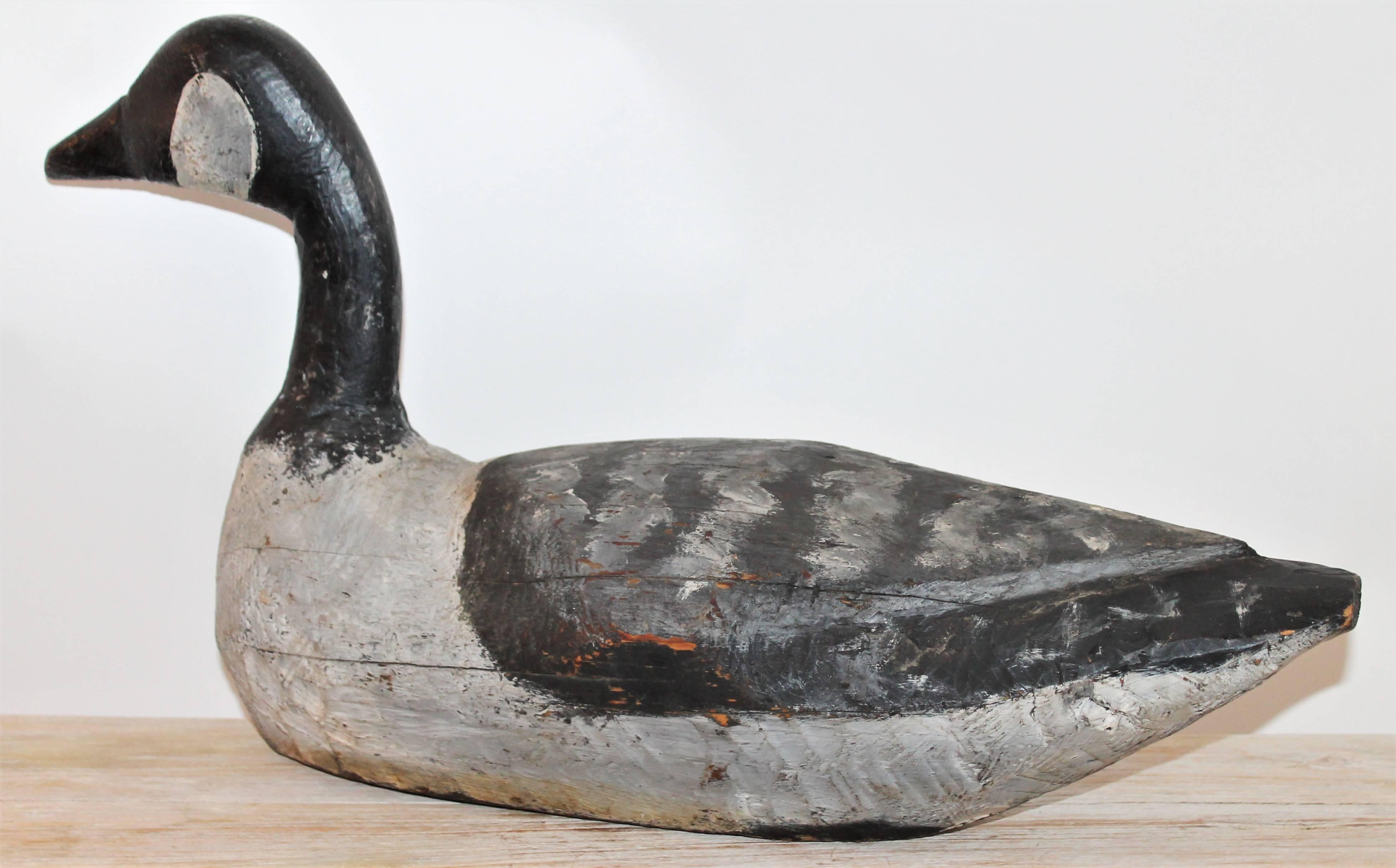 Hand-Carved 19th Century Canadian Goose Decoy from New England