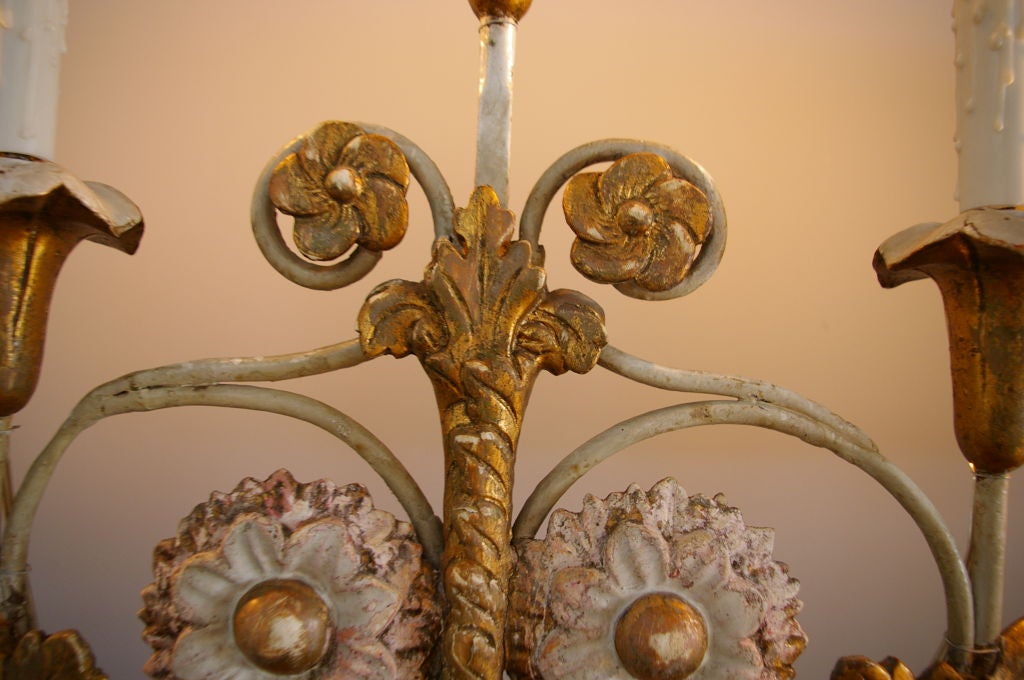 Gold Leaf 19th Century Candelabra Table Lamp For Sale