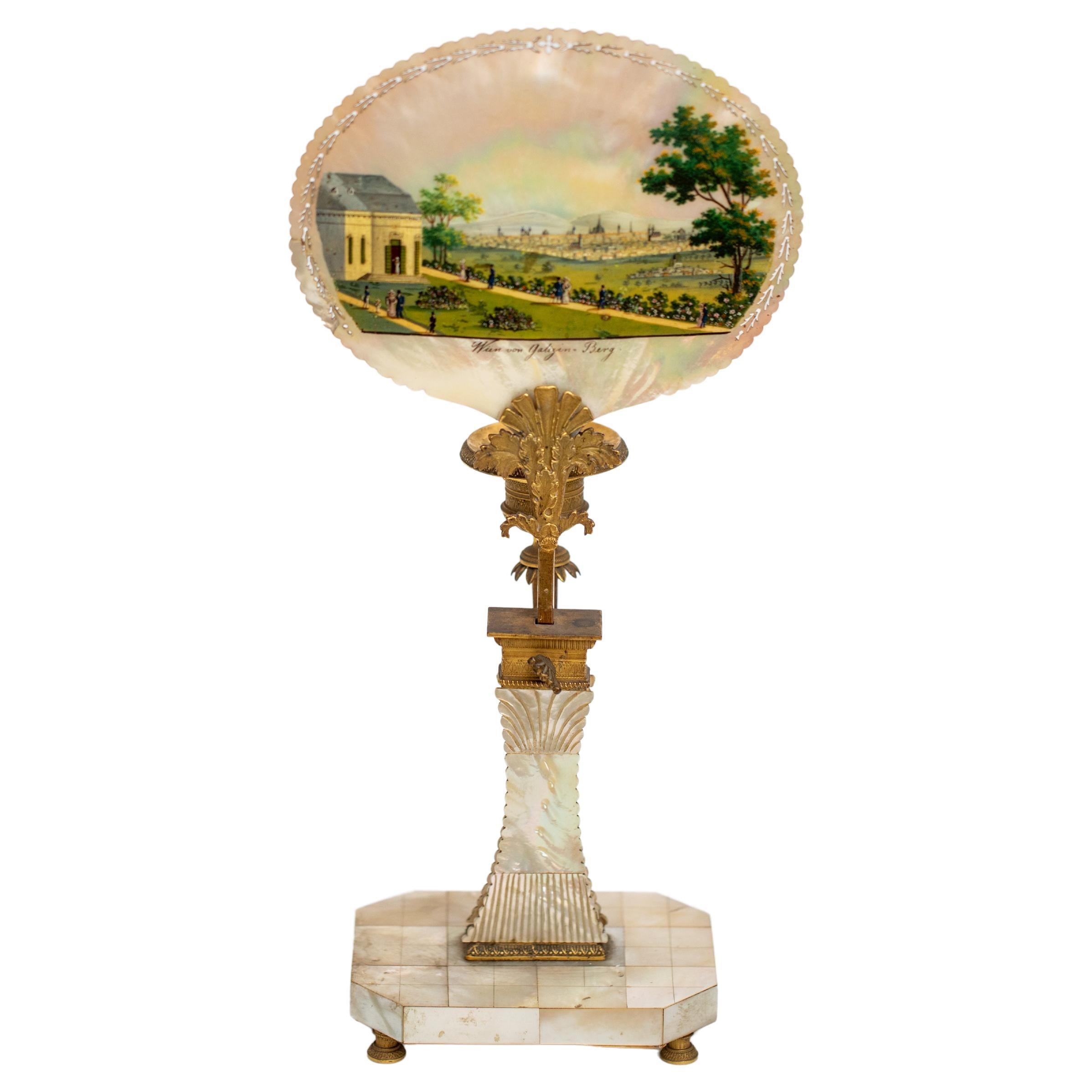 19th Century Candlestick Lightshade Vienna by Balthasar Wigand Mother of Pearl