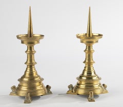 19th Century Candlesticks – Brass – Lion Paw Feet