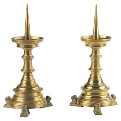 19th Century Candlesticks – Brass – Lion Paw Feet