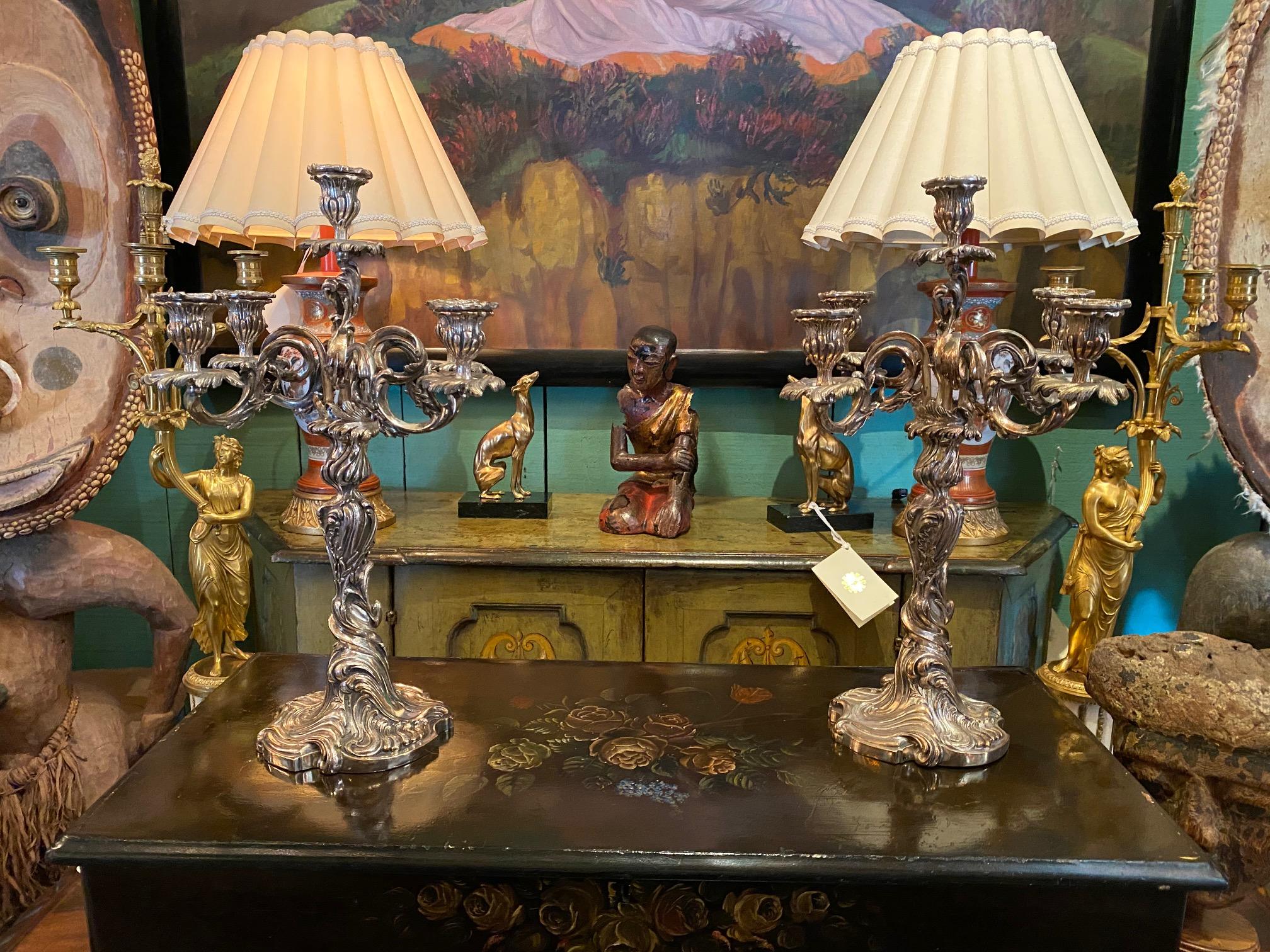 19th C. Candlesticks Candleholder Silver Plated Decorative Antiques Los Angeles For Sale 6