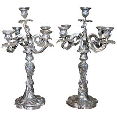 19th C. Candlesticks Candleholder Silver Plated Decorative Antiques Los Angeles
