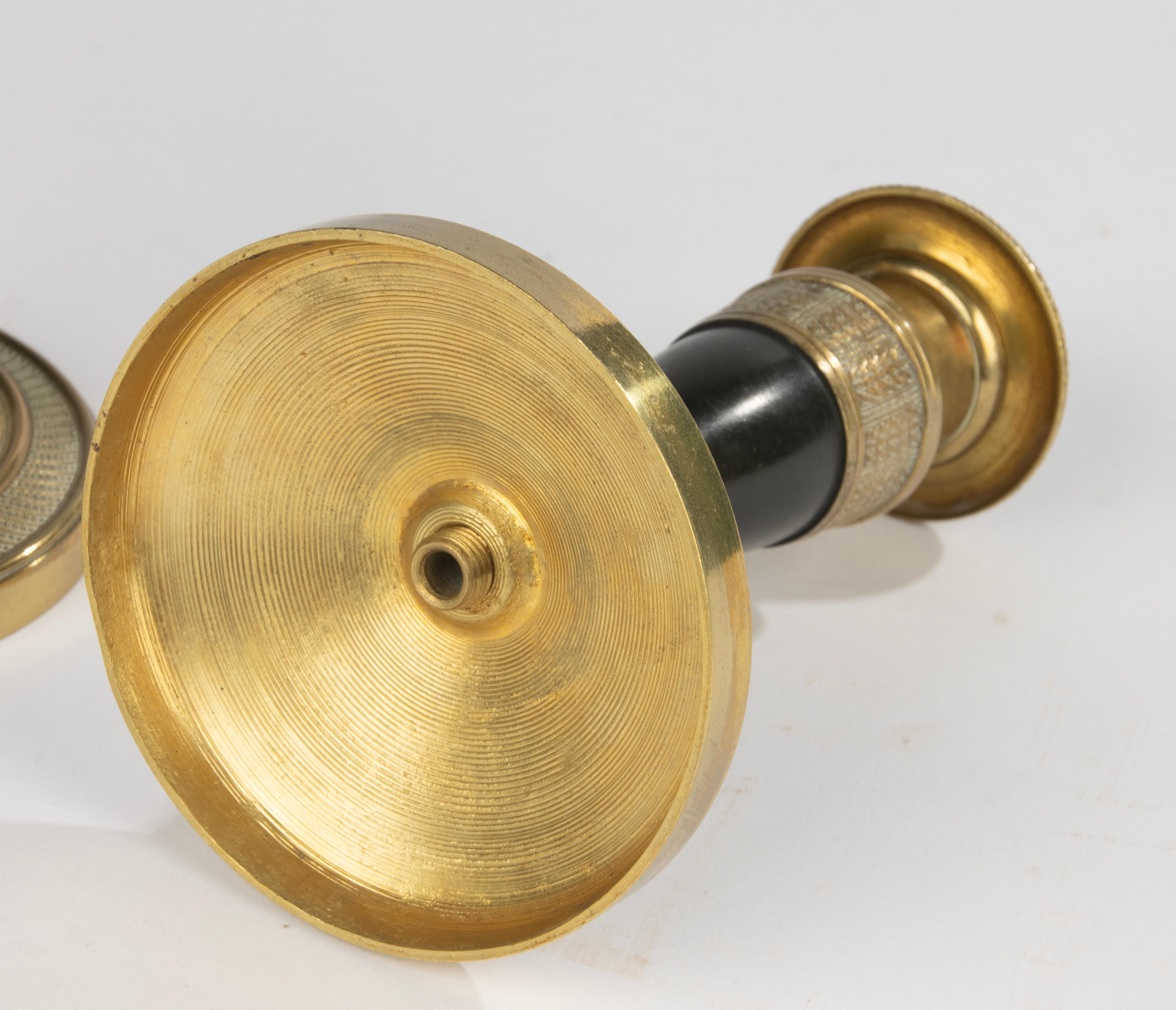 19th Century Candlesticks - Empire Style - Gilded and Patinated Bronze - France in vendita 4