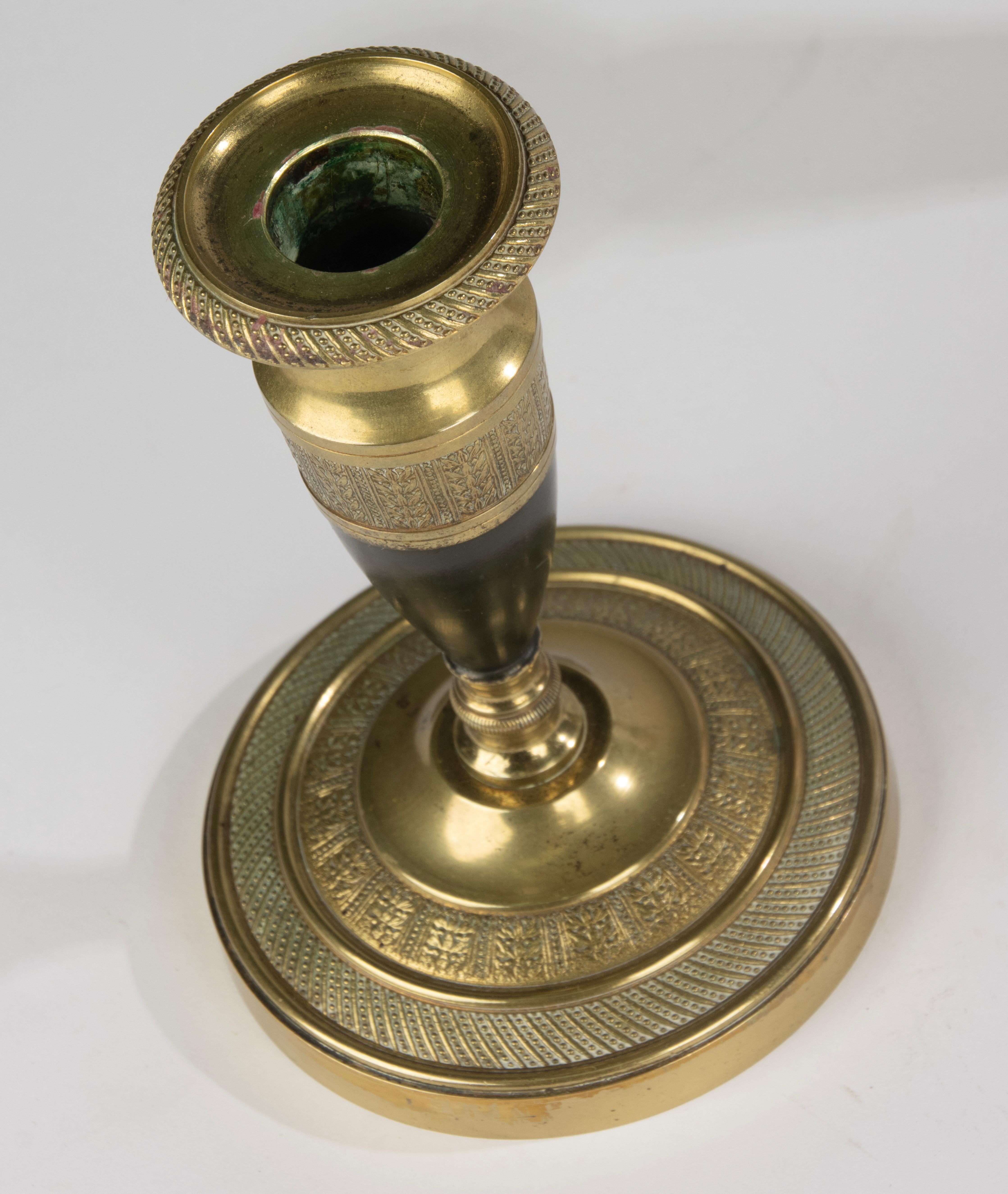 19th Century Candlesticks - Empire Style - Gilded and Patinated Bronze - France in vendita 9