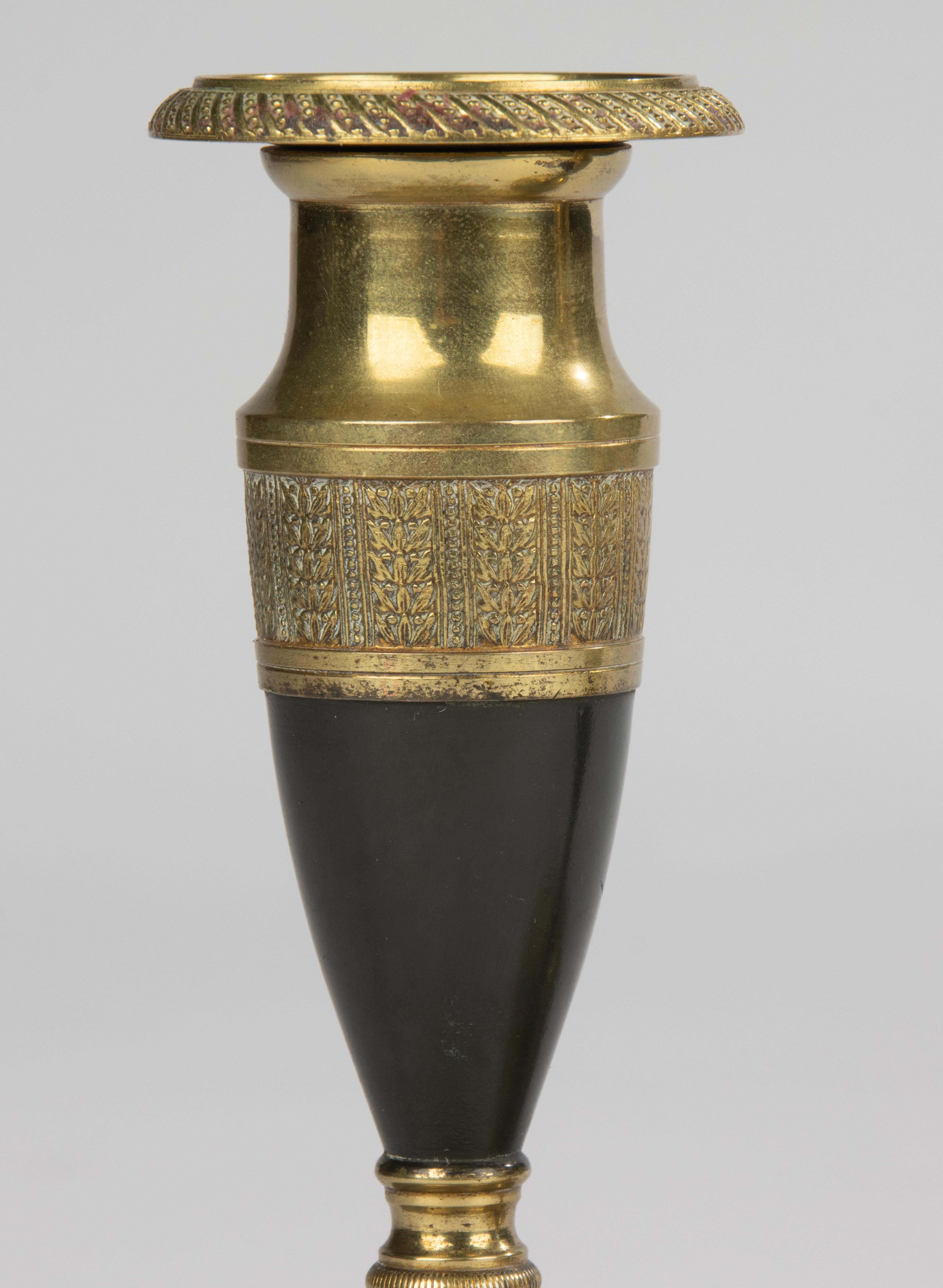 19th Century Candlesticks - Empire Style - Gilded and Patinated Bronze - France in vendita 10