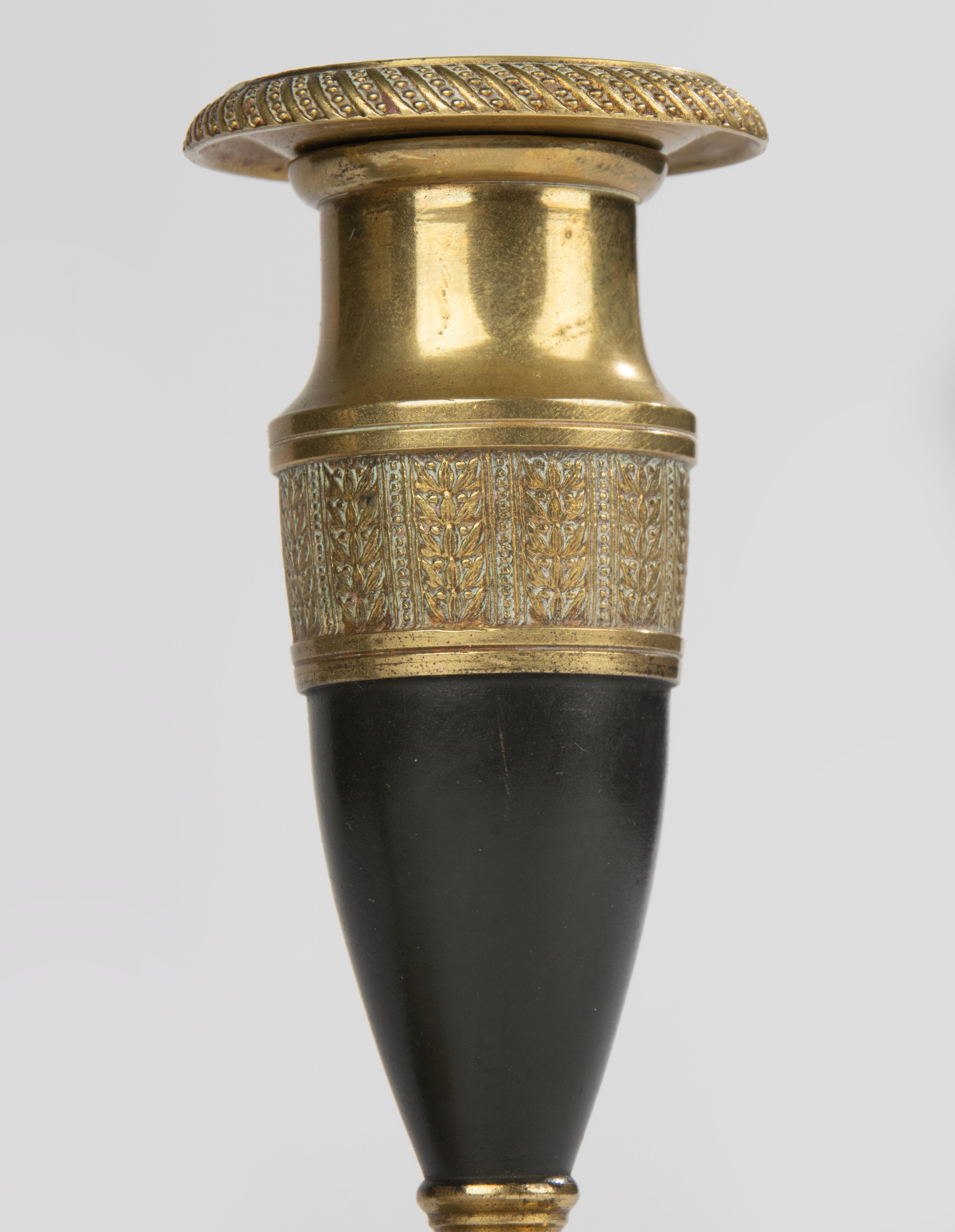 19th Century Candlesticks - Empire Style - Gilded and Patinated Bronze - France In condizioni buone in vendita a Casteren, Noord-Brabant