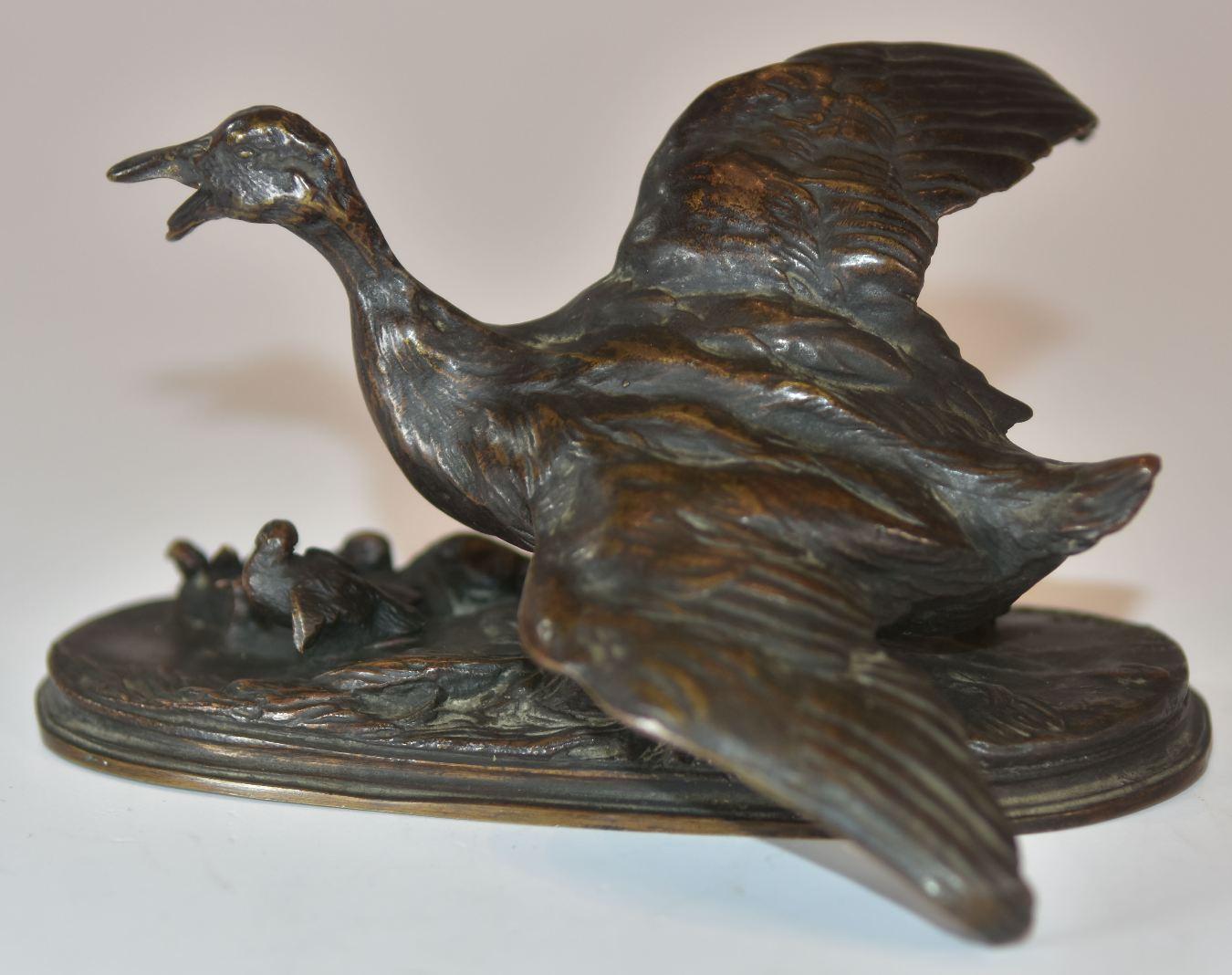 19th Century Cane with Its 6 Animal Bronze Ducklings by P.J Mêne In Good Condition For Sale In Marseille, FR