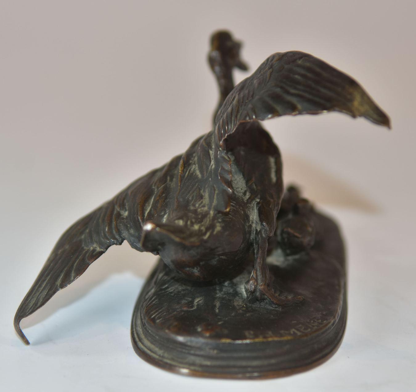 XIXe siècle canne du 19ème siècle avec ses 6 canetons en bronze animalier par P.J Mêne en vente