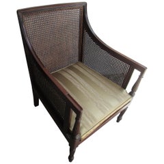 19th Century Caned Mahogany Bergère Armchair