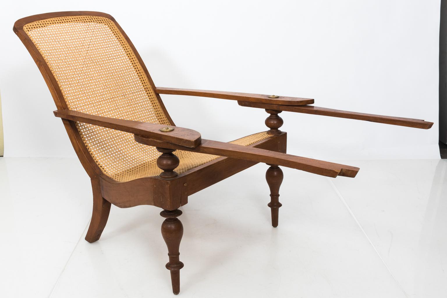 19th Century Caned Plantation Chair In Good Condition In Stamford, CT
