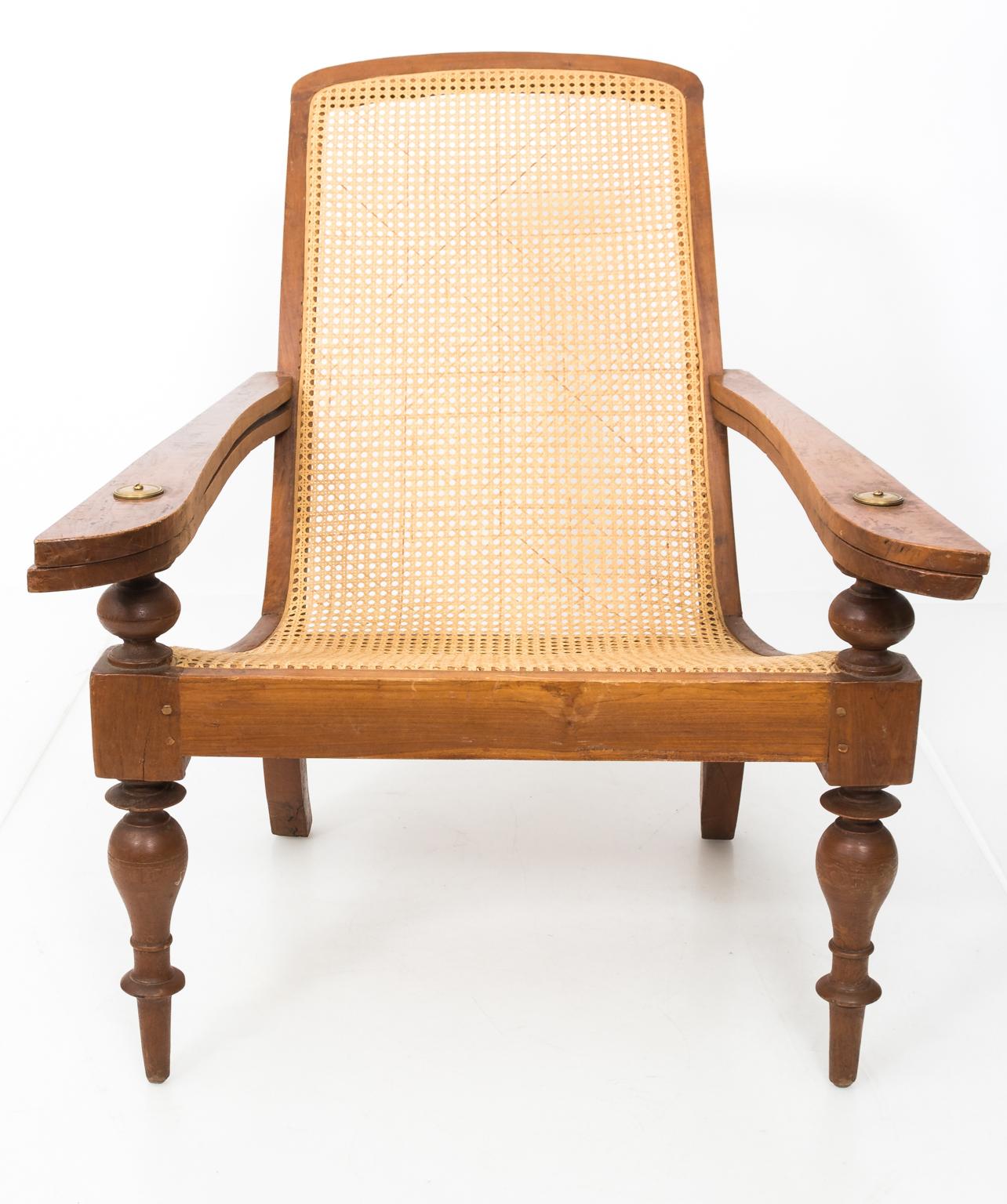 Brass 19th Century Caned Plantation Chair