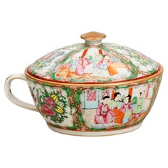 Antique 19th Century Canton Chinese Export Porcelain Chestnut Bowl