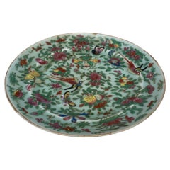 19th Century Canton Famille Rose Chinese Export Porcelain Celadon Platter