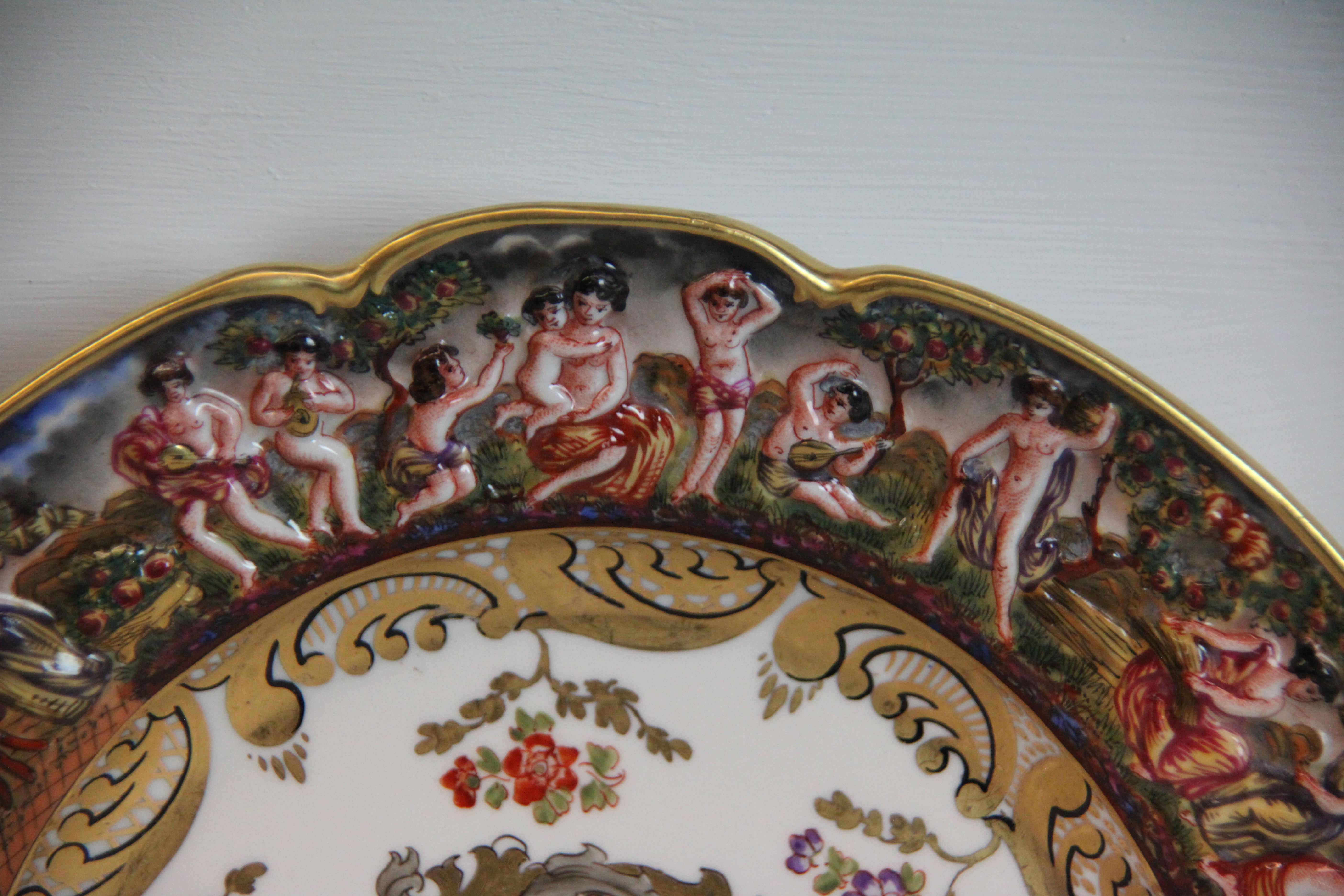 Gilt 19th Century Capodimonte Plate