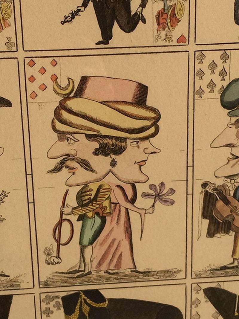 Engraved 19th Century Caricature Playing Cards For Sale
