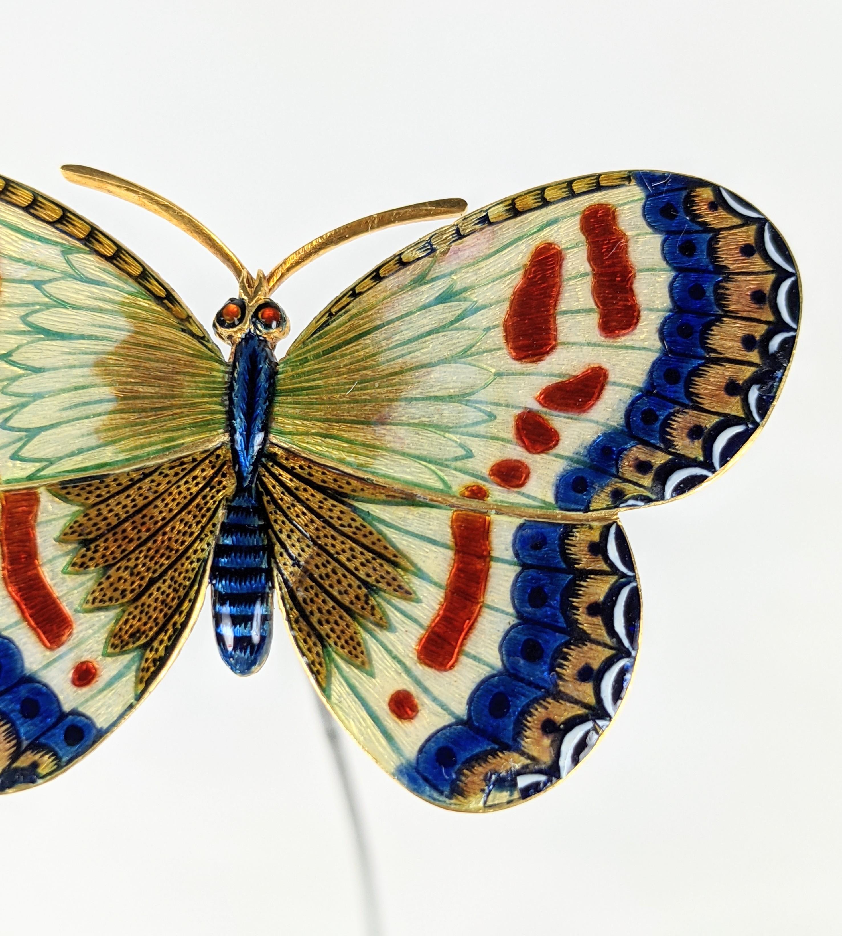Revival Carlo Guiliano papillon en émail du 19ème siècle en vente