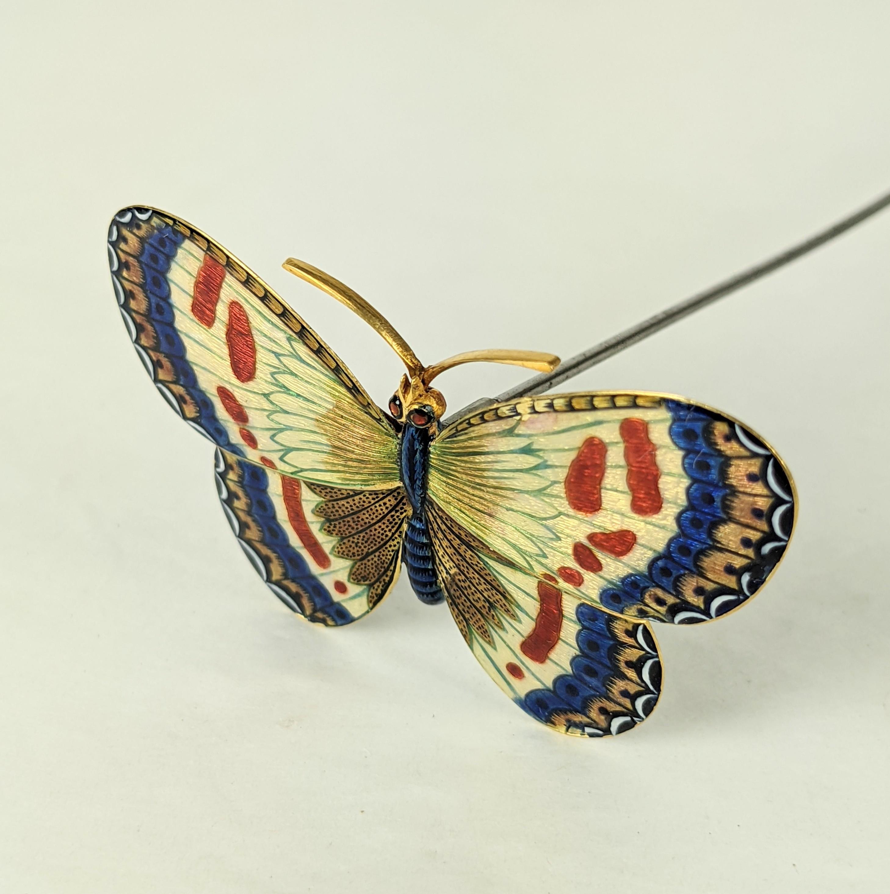 Revival 19th Century Carlo Guiliano Enamel Butterfly For Sale