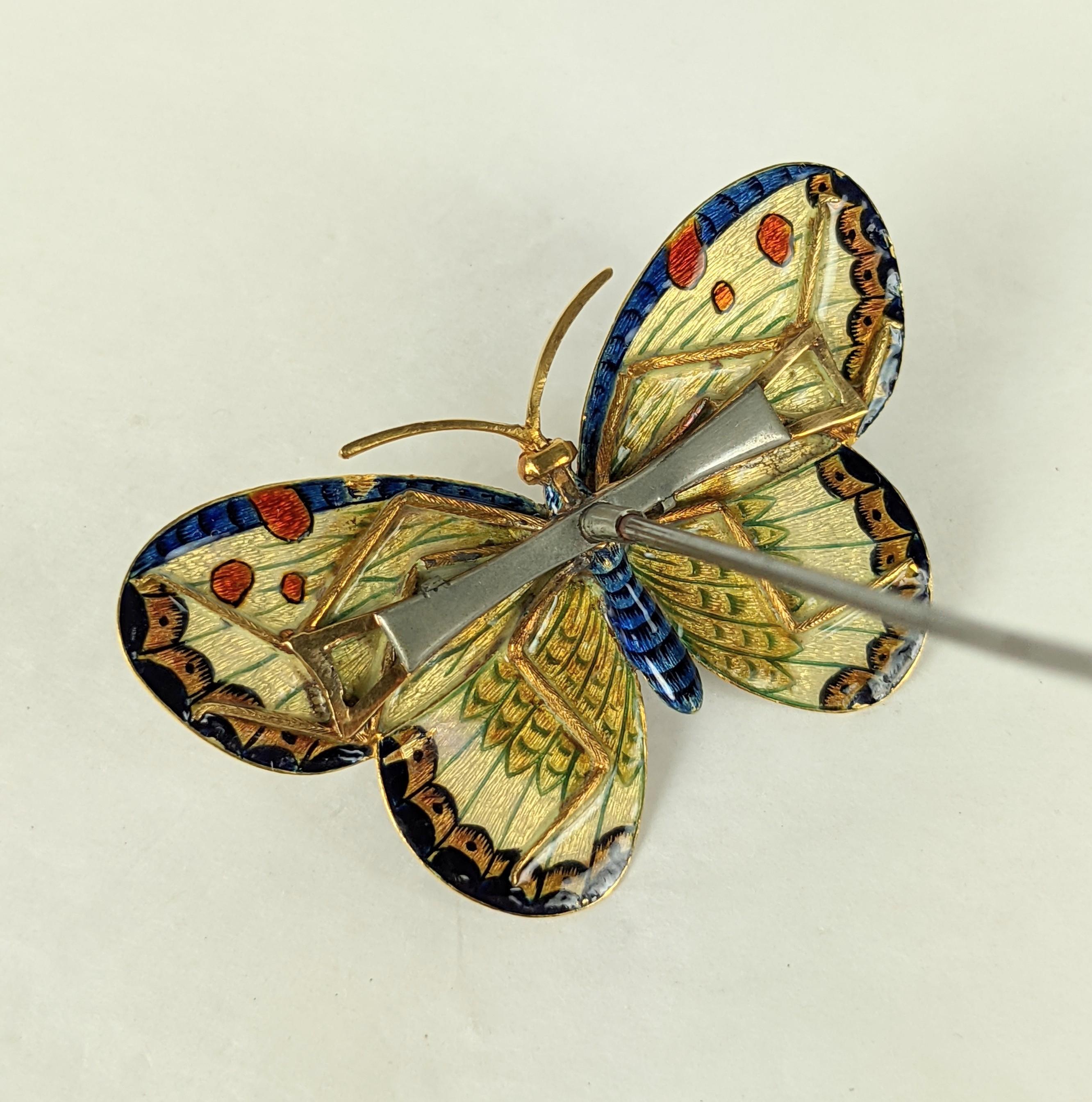 Women's or Men's 19th Century Carlo Guiliano Enamel Butterfly For Sale