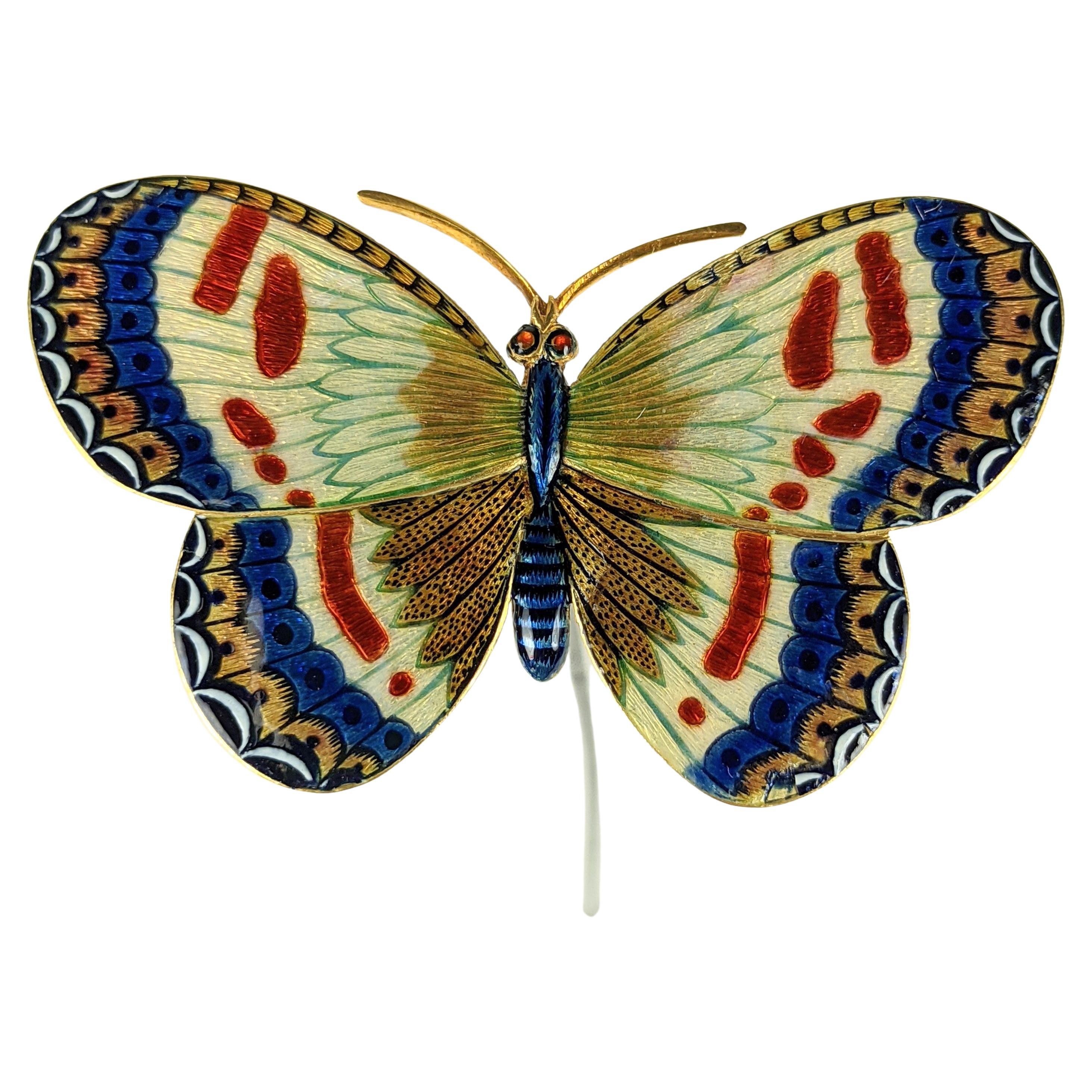 19th Century Carlo Guiliano Enamel Butterfly For Sale