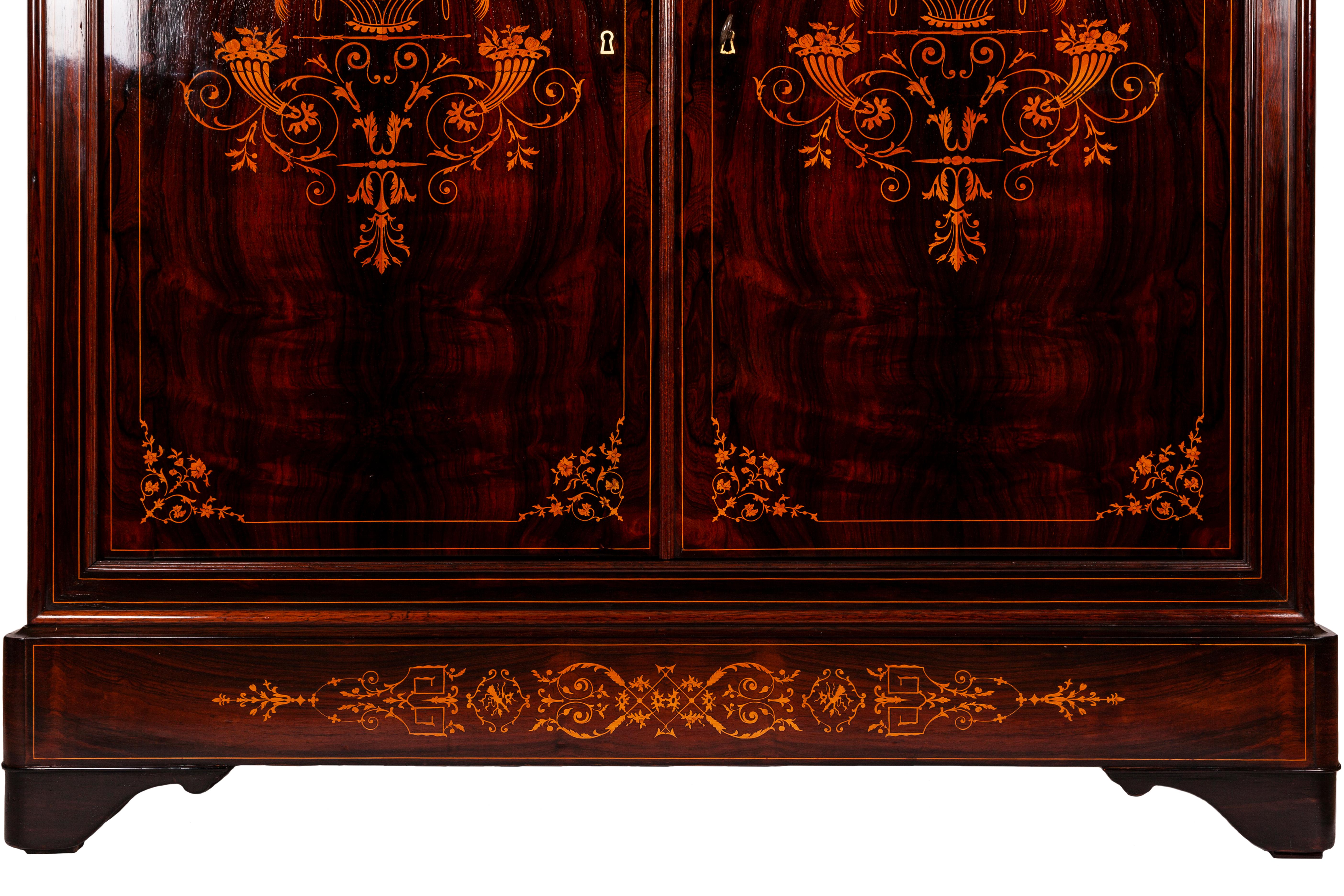 Inlay 19th Century Carlo X Rosewood Inlaid Credenza For Sale