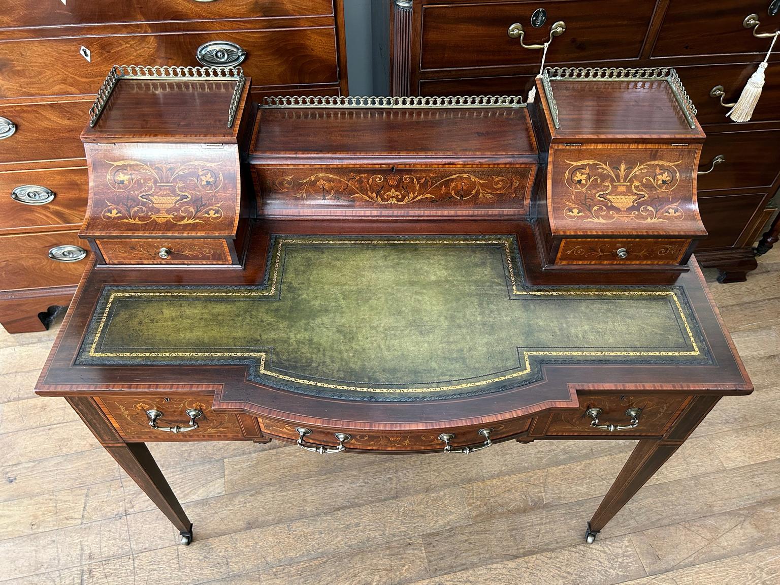 Hand-Crafted 19th Century Carlton House Desk by: Maple & Co. London