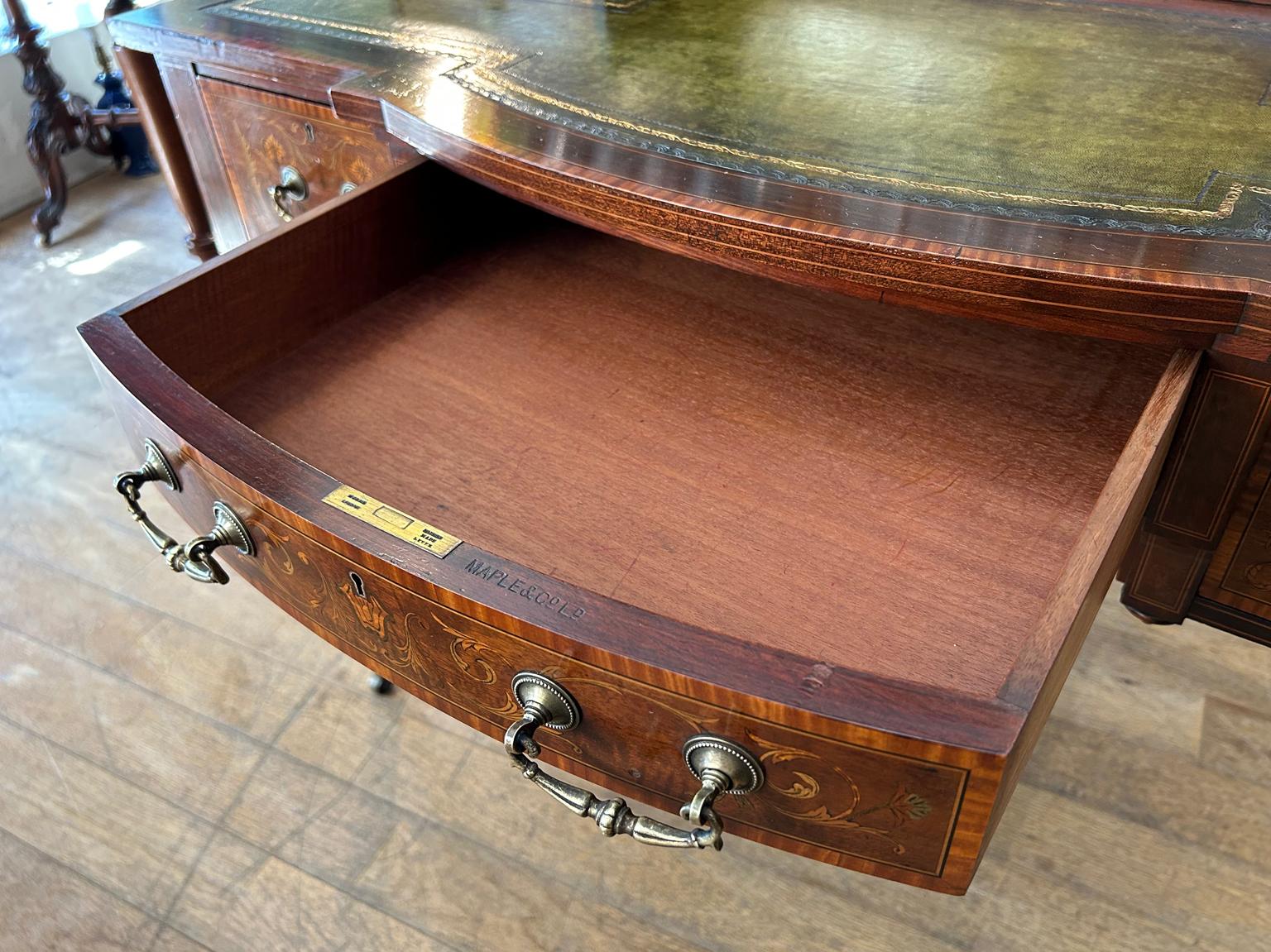 Mahogany 19th Century Carlton House Desk by: Maple & Co. London