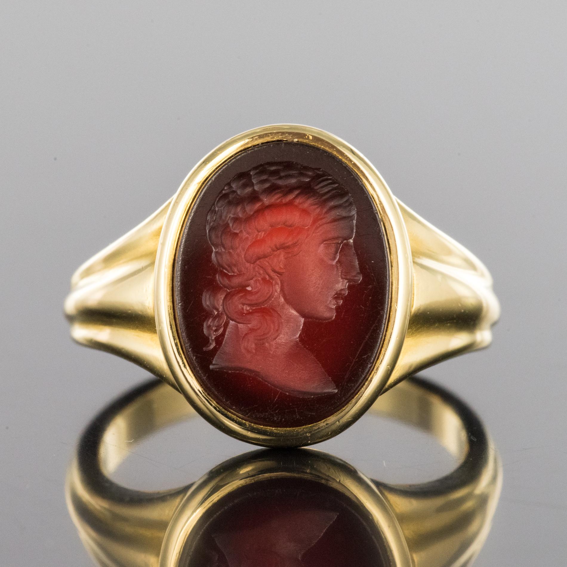 Karneol-Intaglio-Ring aus 18 Karat Gelbgold aus dem 19. Jahrhundert im Angebot 8