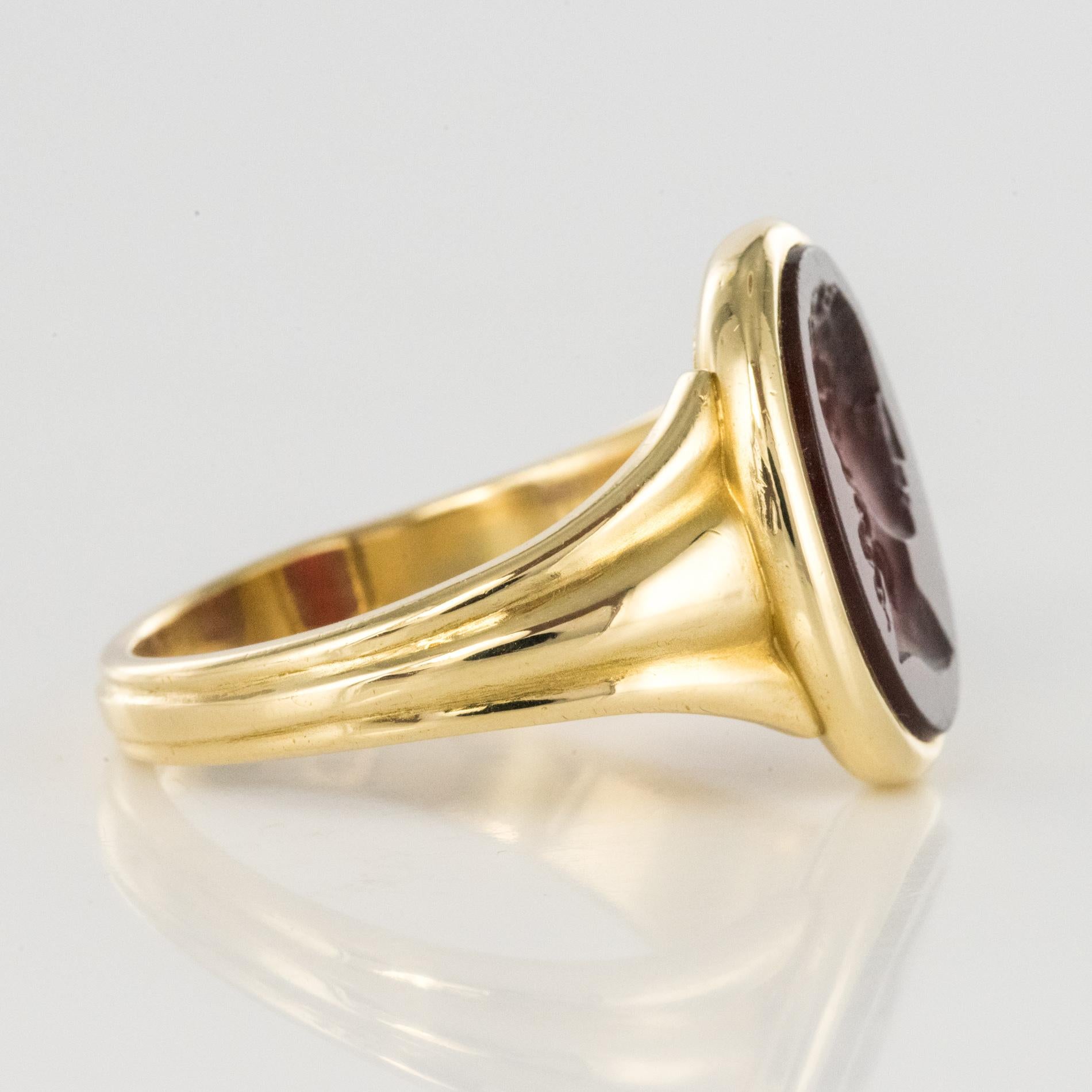 Karneol-Intaglio-Ring aus 18 Karat Gelbgold aus dem 19. Jahrhundert 10