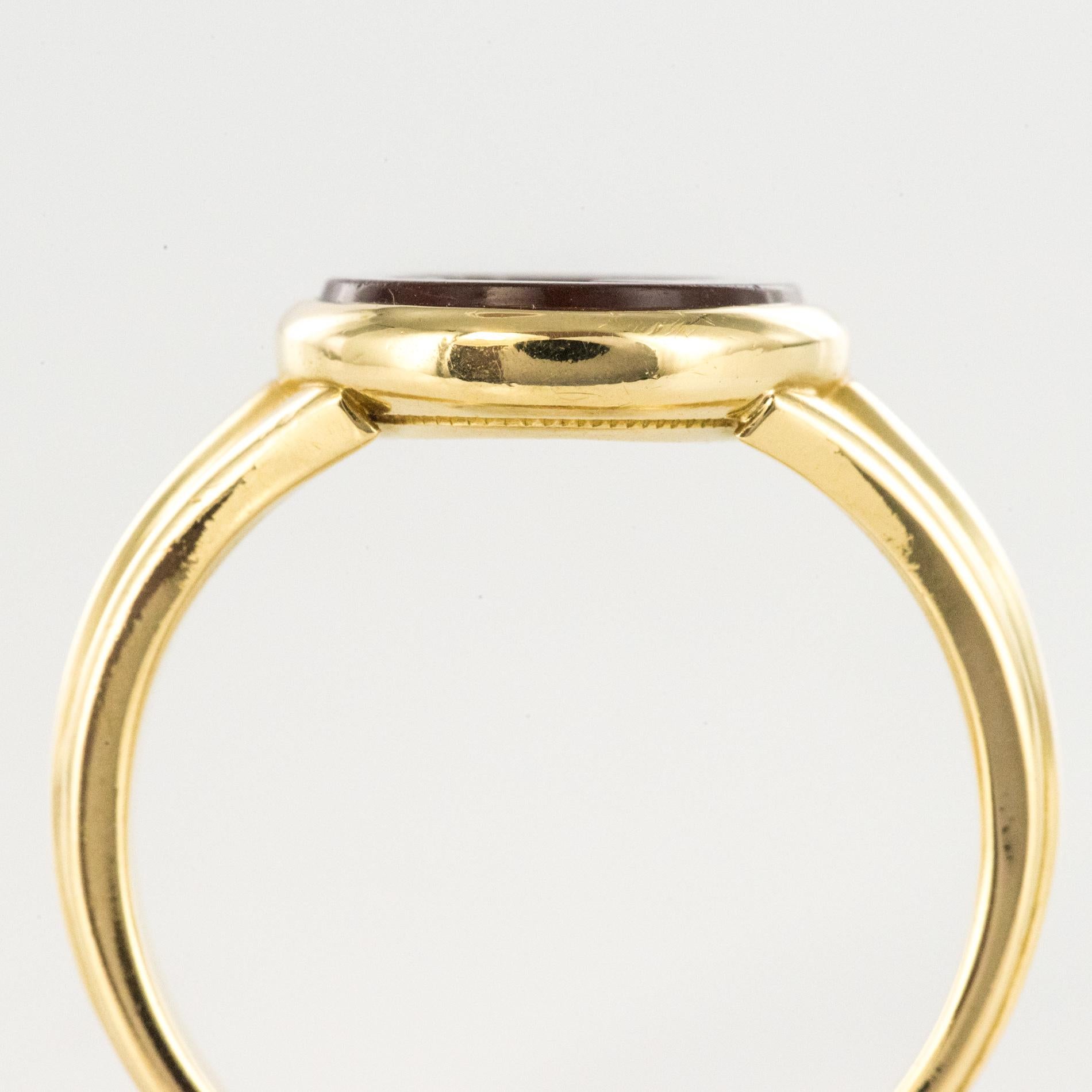 19th Century Carnelian Intaglio 18 Karat Yellow Gold Ring For Sale 8