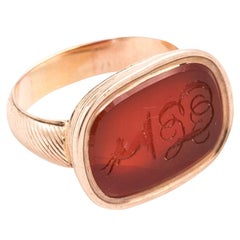 Antique 19th Century Carnelian Signet Ring