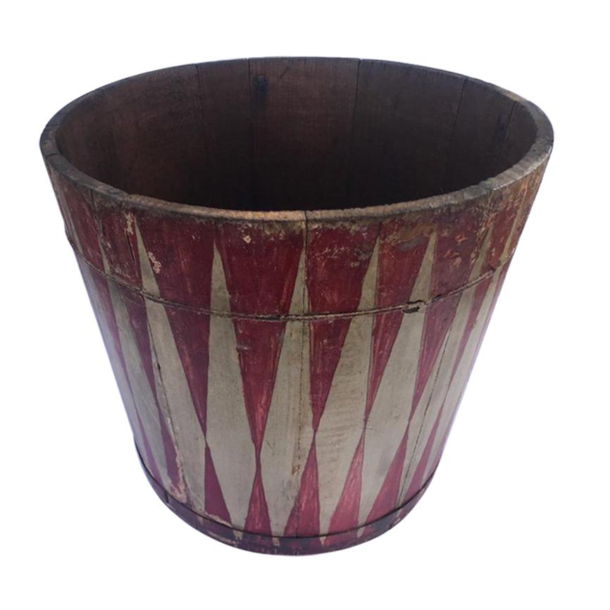 19th Century Carnival Painted Bucket in Original Paint
