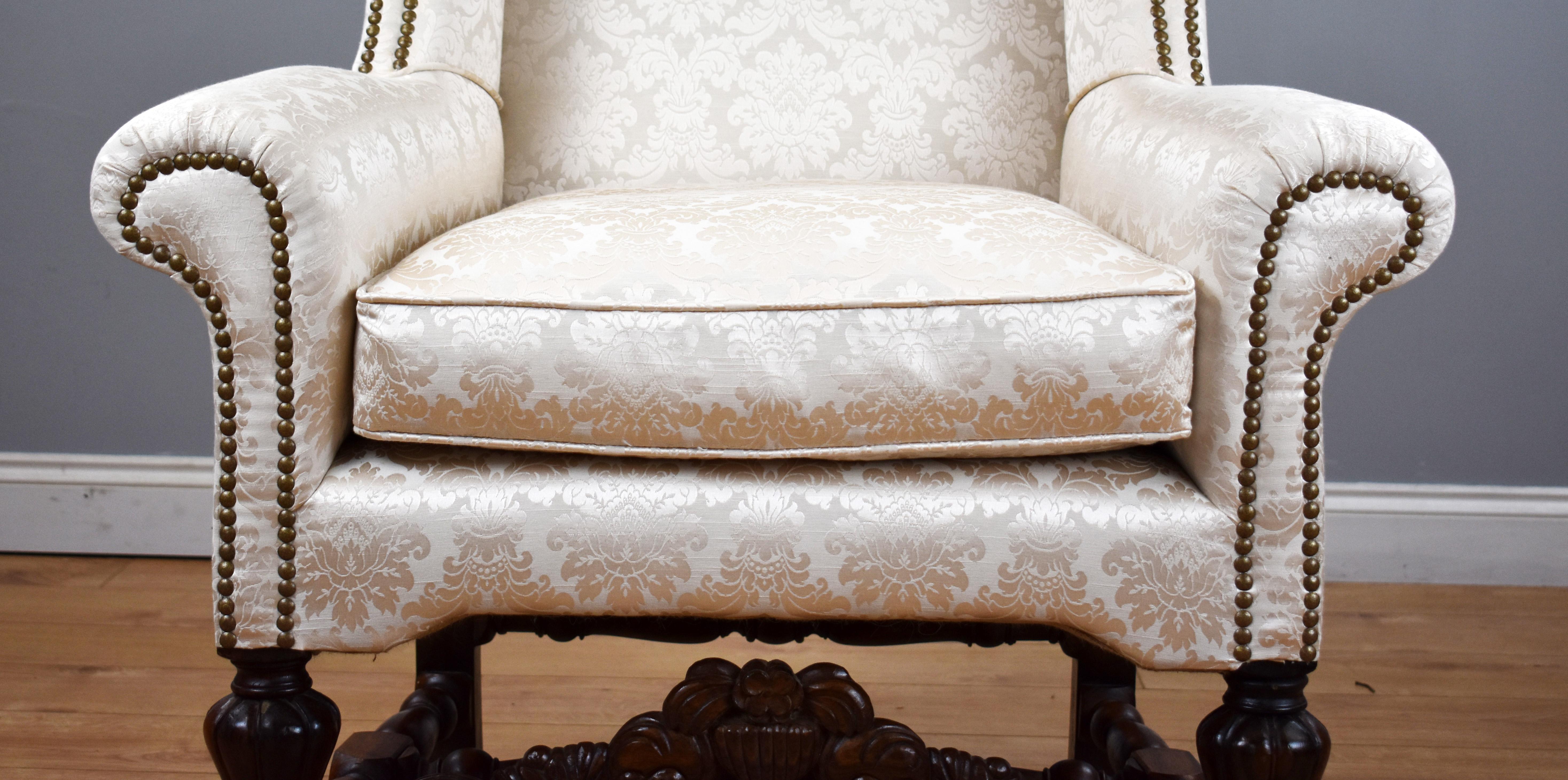 19th Century Carolean Style Wing Back Armchair For Sale 1