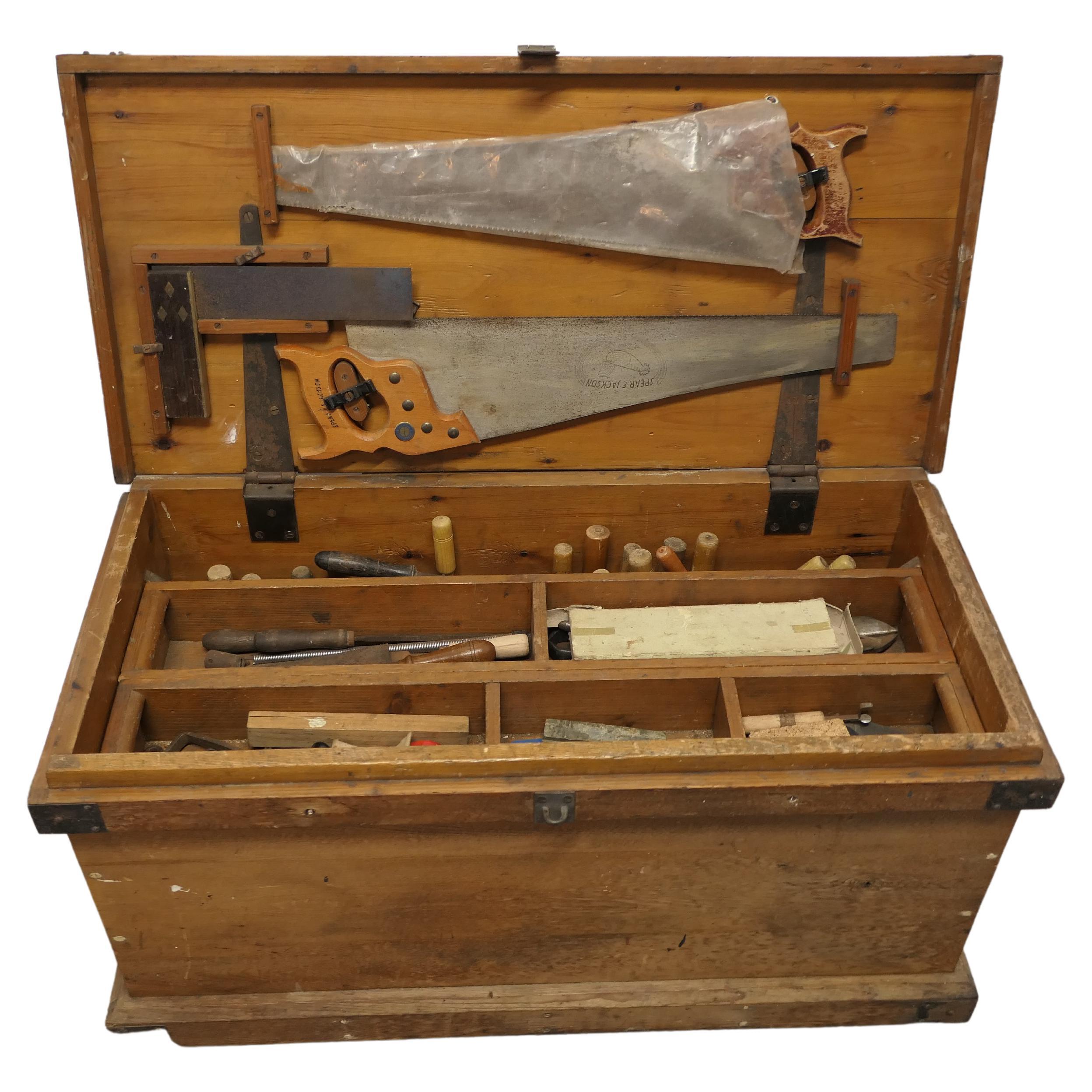 19th Century Carpenters Pine Tool Chest and Tools For Sale at 1stDibs |  pine.tool, joiners tool chest, pine tools
