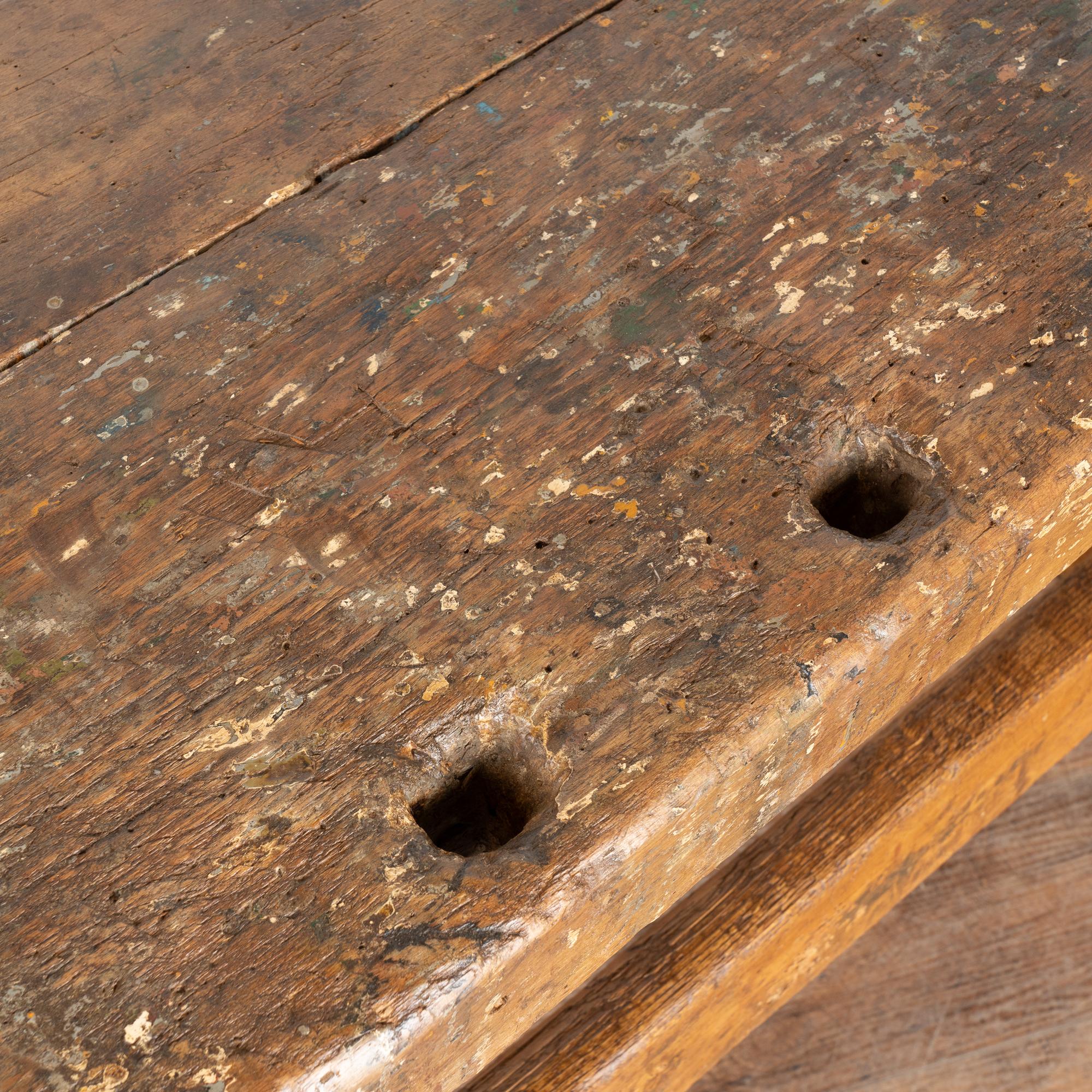 19th Century Carpenters Workbench Rustic Console Table For Sale 5