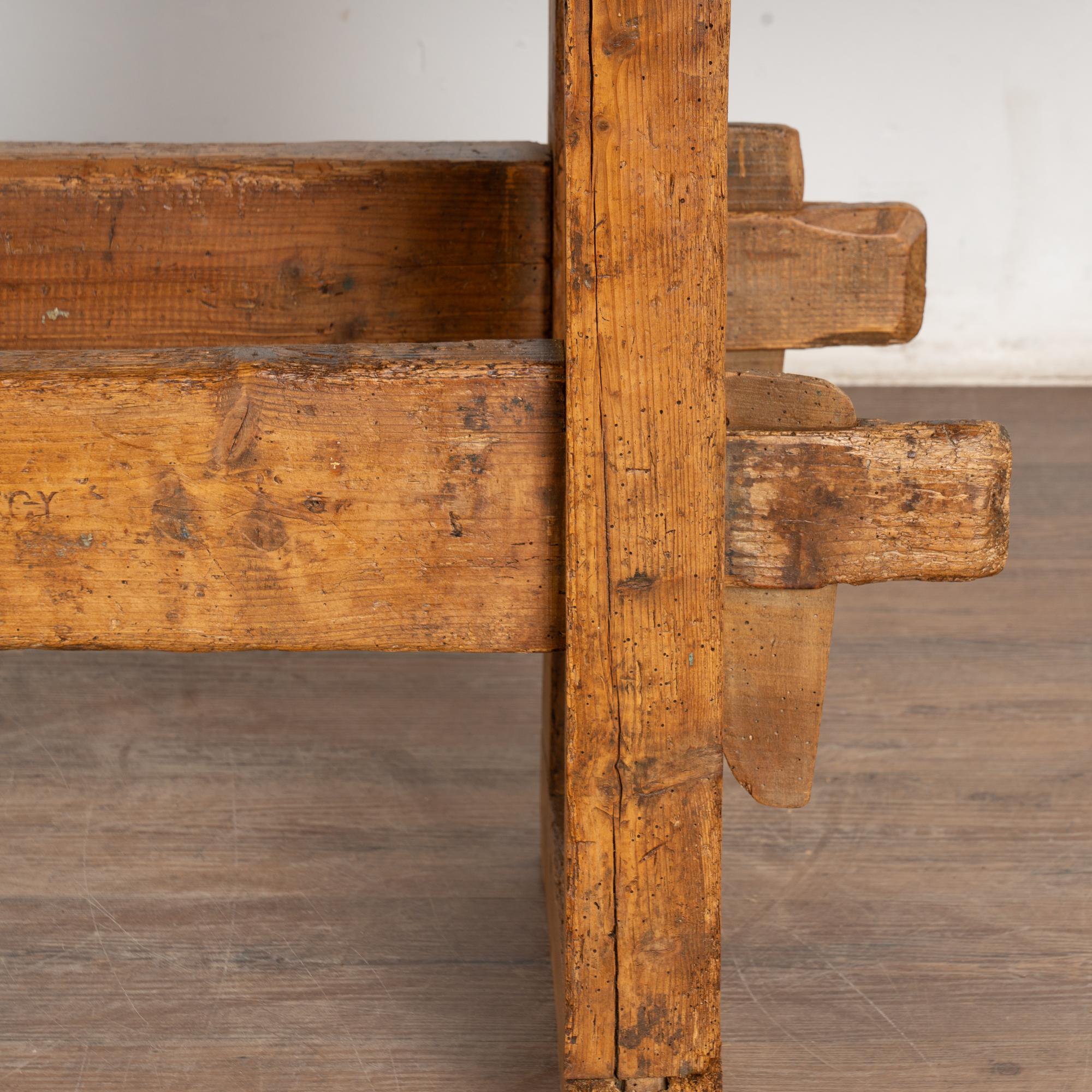 19th Century Carpenters Workbench Rustic Console Table For Sale 6