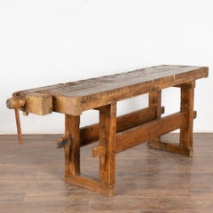 19th Century Carpenters Workbench Rustic Console Table