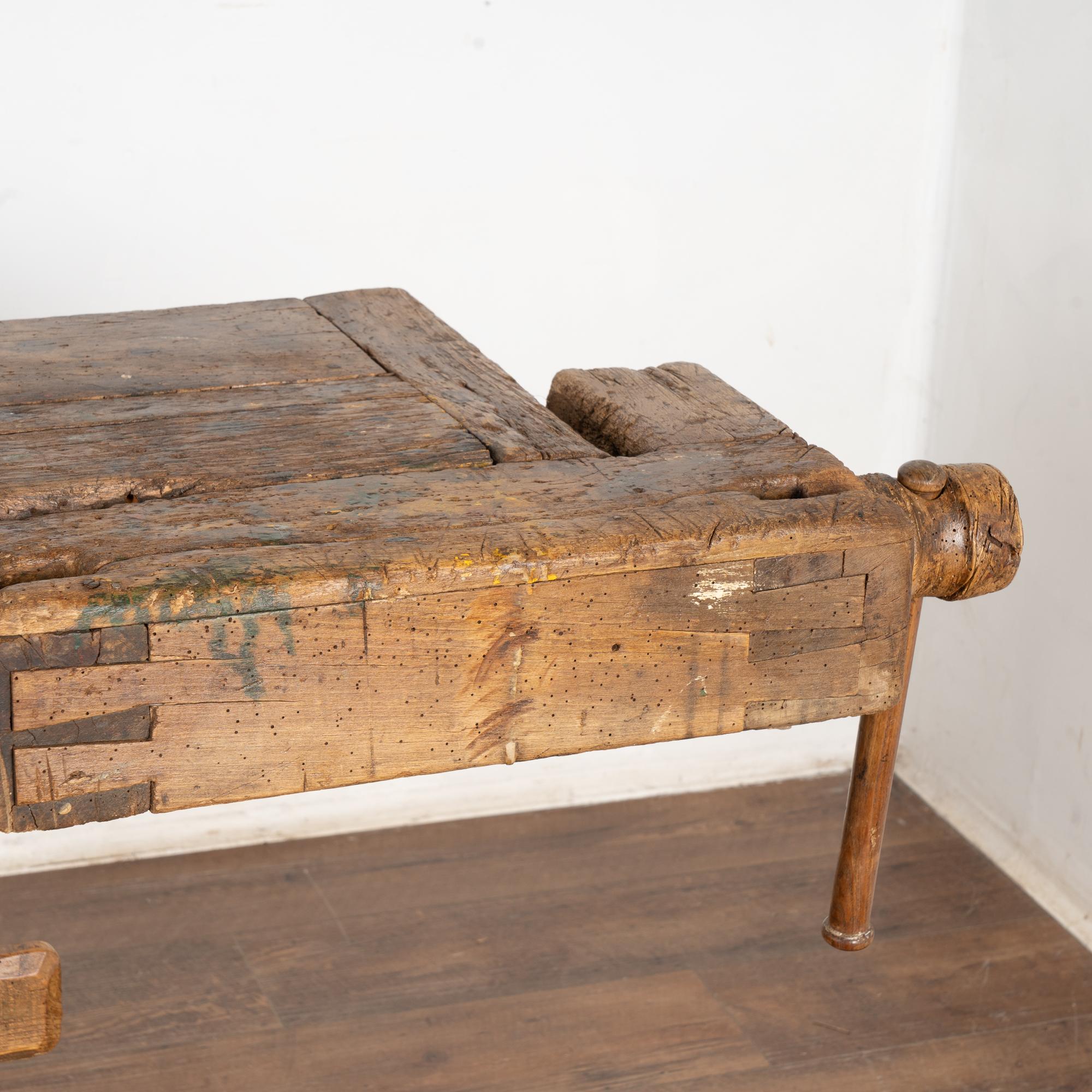 19th Century Carpenters Workbench Rustic Console Table For Sale 1