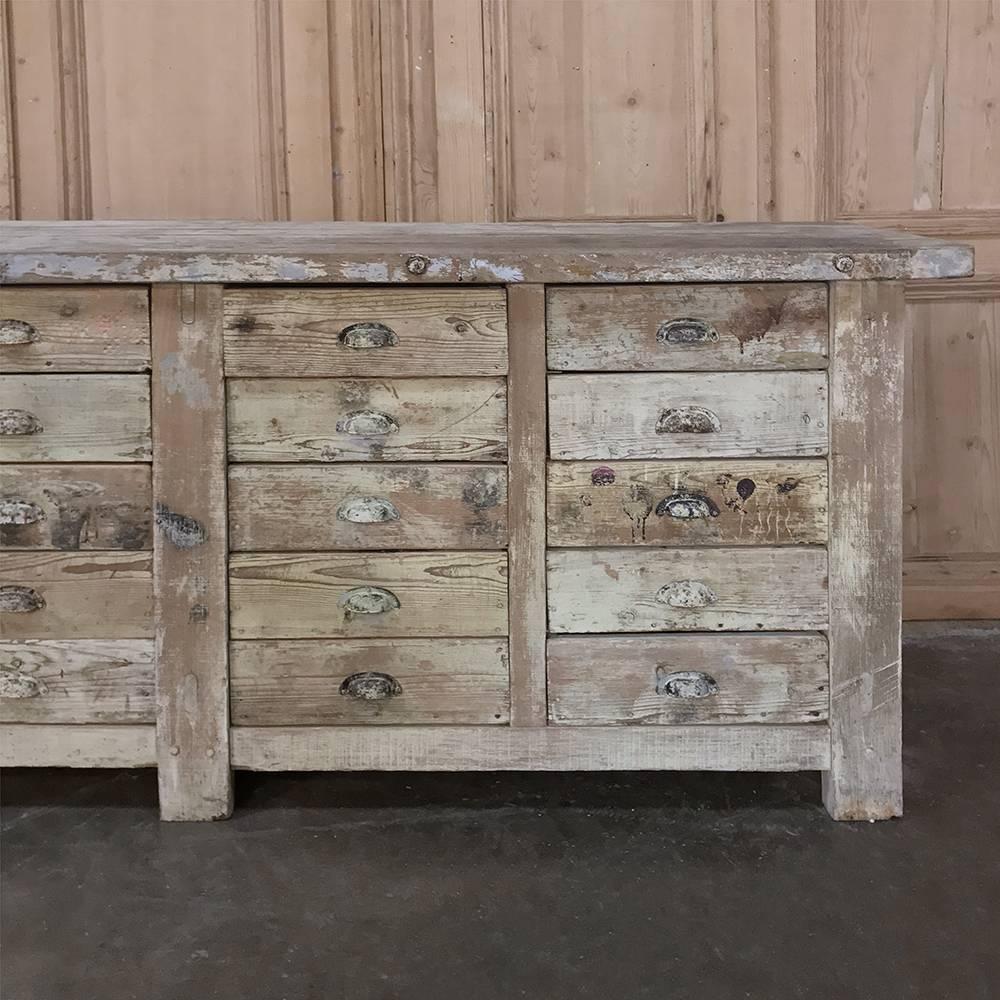 Hand-Crafted 19th Century Carpenter's Workbench with Drawers
