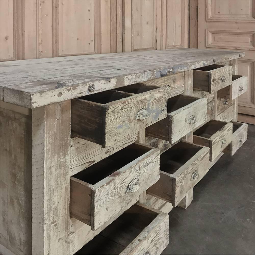 Oak 19th Century Carpenter's Workbench with Drawers