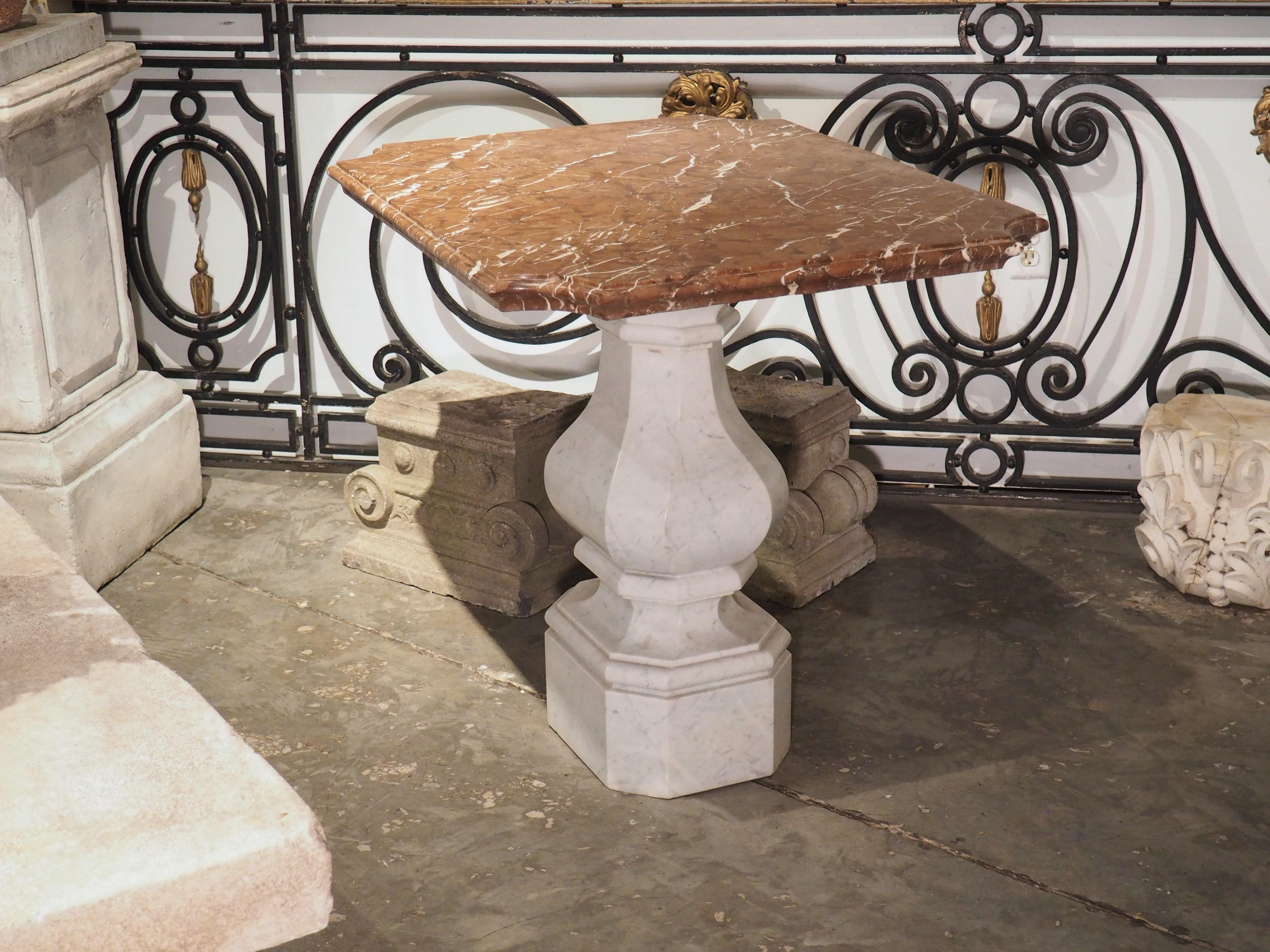 Italian 19th Century Carrara and Sicilian Marble Table from a Villa in Turin For Sale