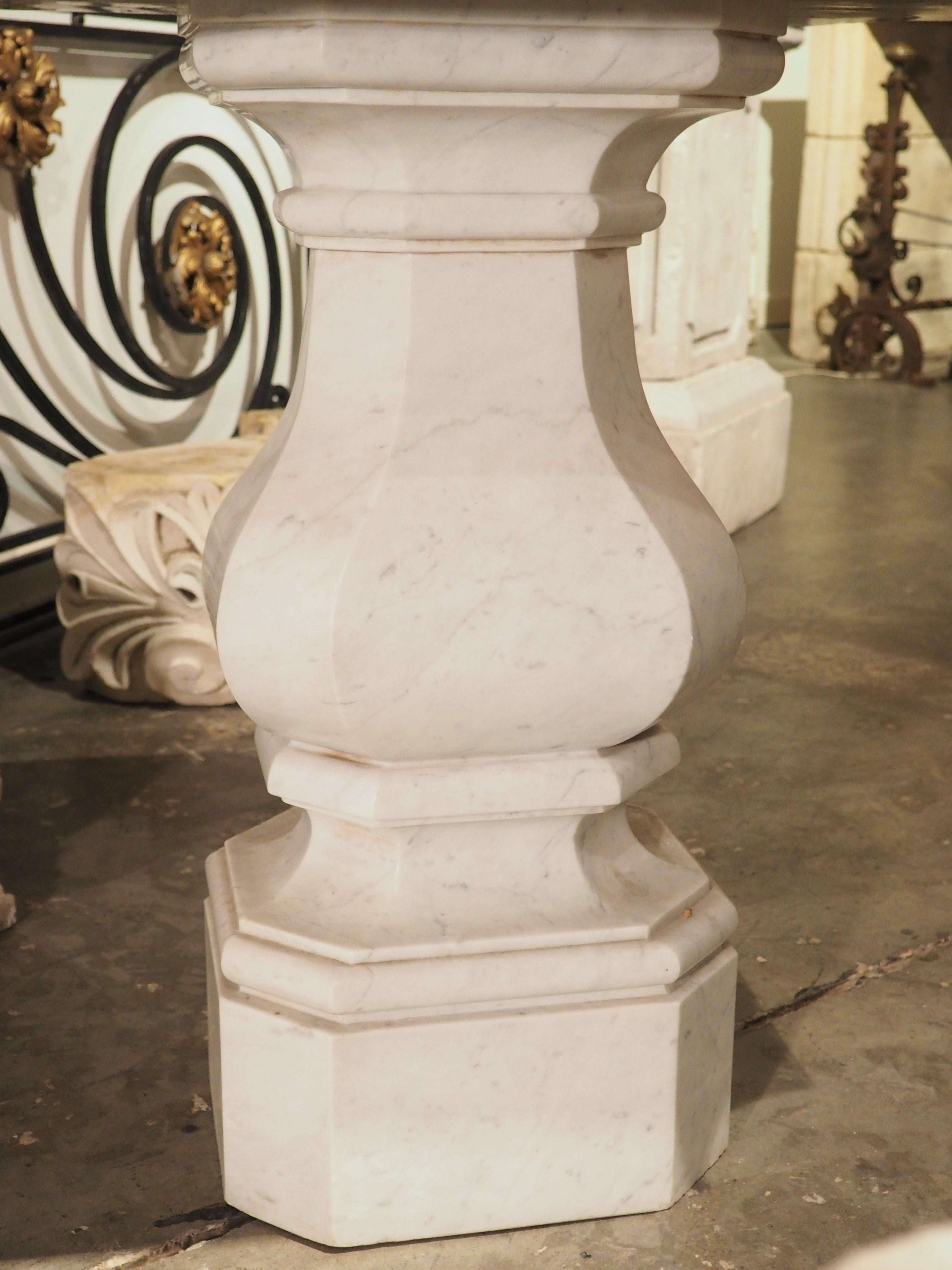 19th Century Carrara and Sicilian Marble Table from a Villa in Turin In Good Condition For Sale In Dallas, TX