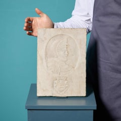 19th Century Carrara Marble Bas-Relief Plaque of Knight