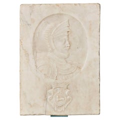 19th Century Carrara Marble Bas-Relief Plaque of Knight