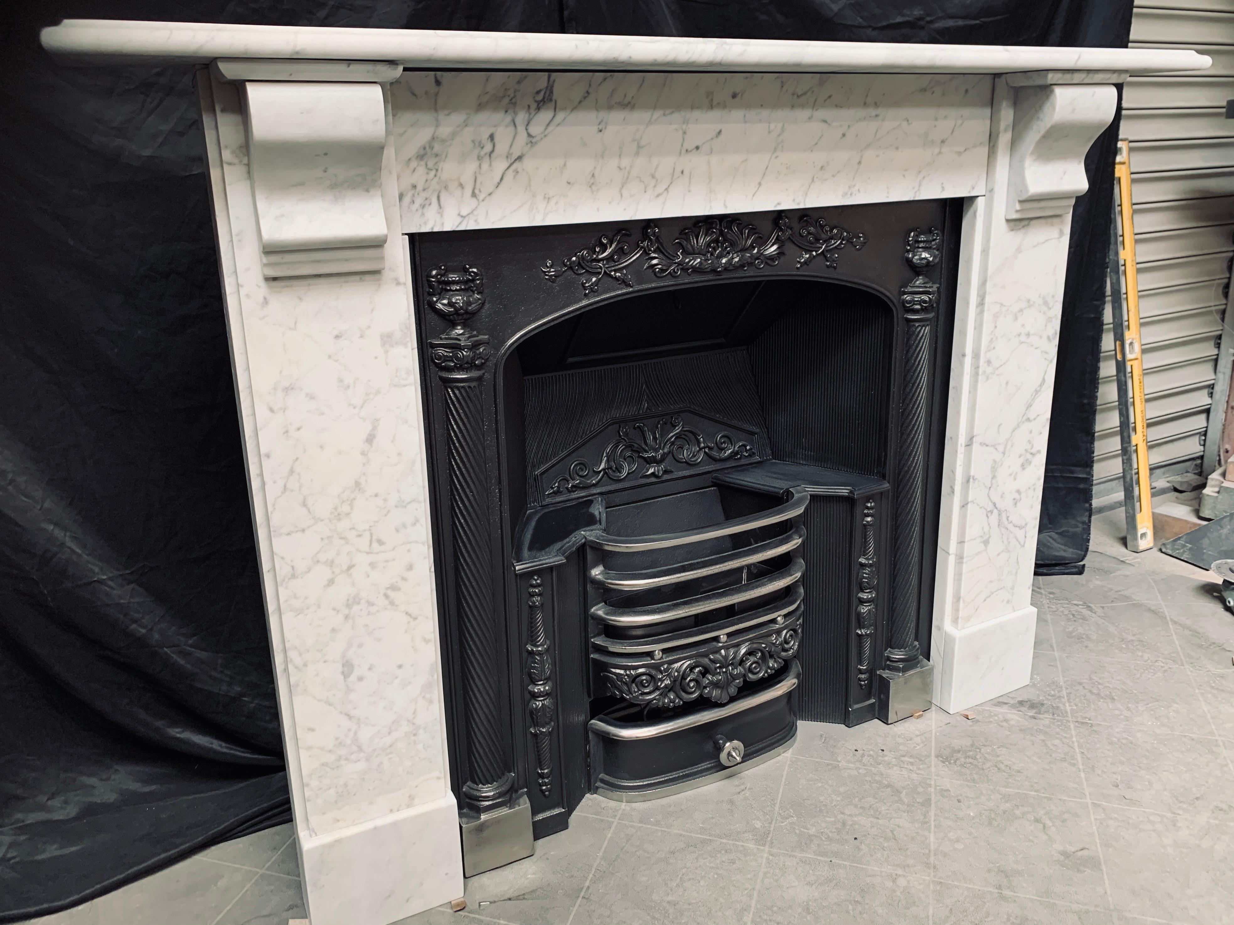 19th Century Carrara Marble Corbel Fireplace Surround 5