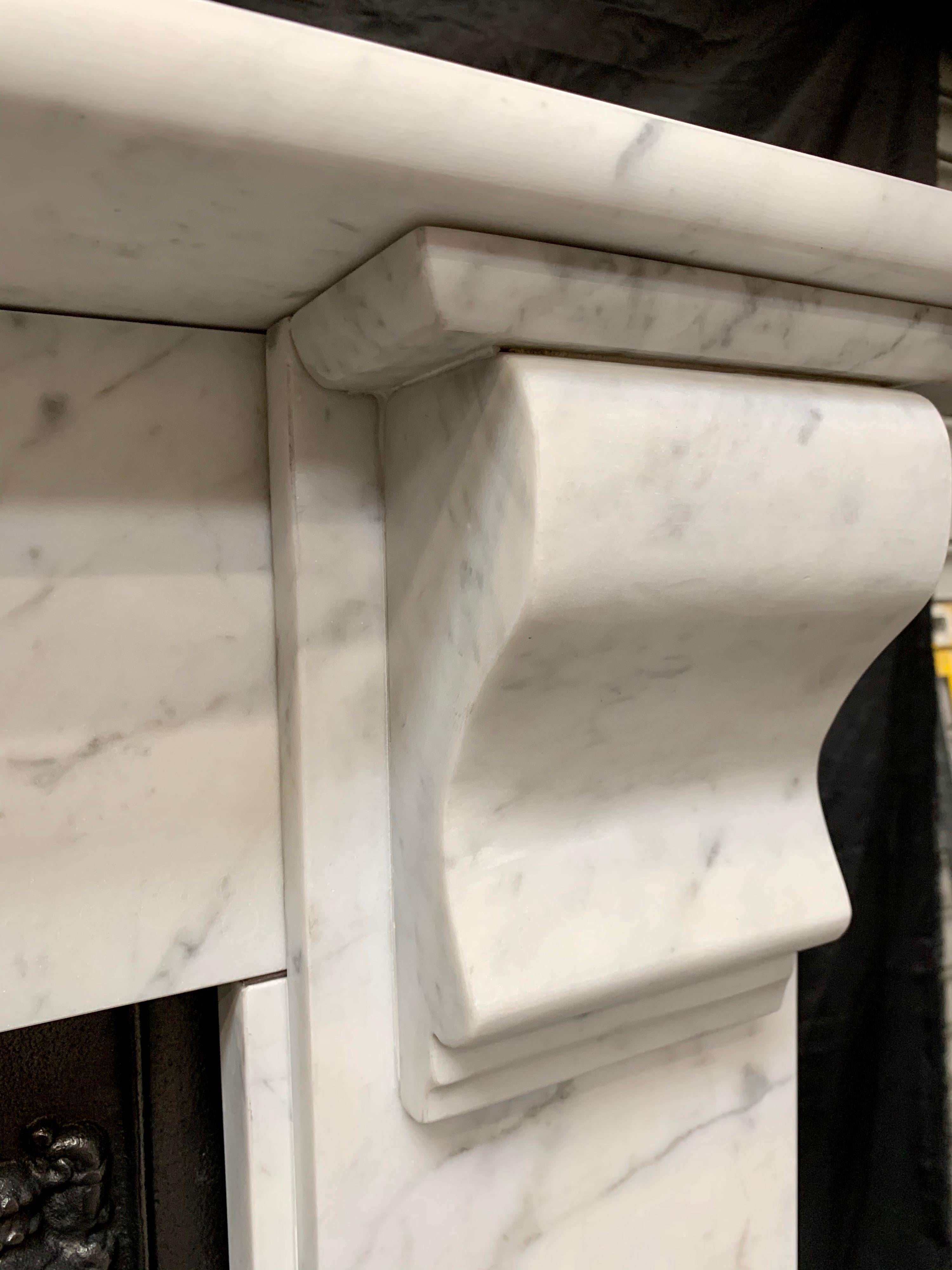 British 19th Century Carrara Marble Corbel Fireplace Surround