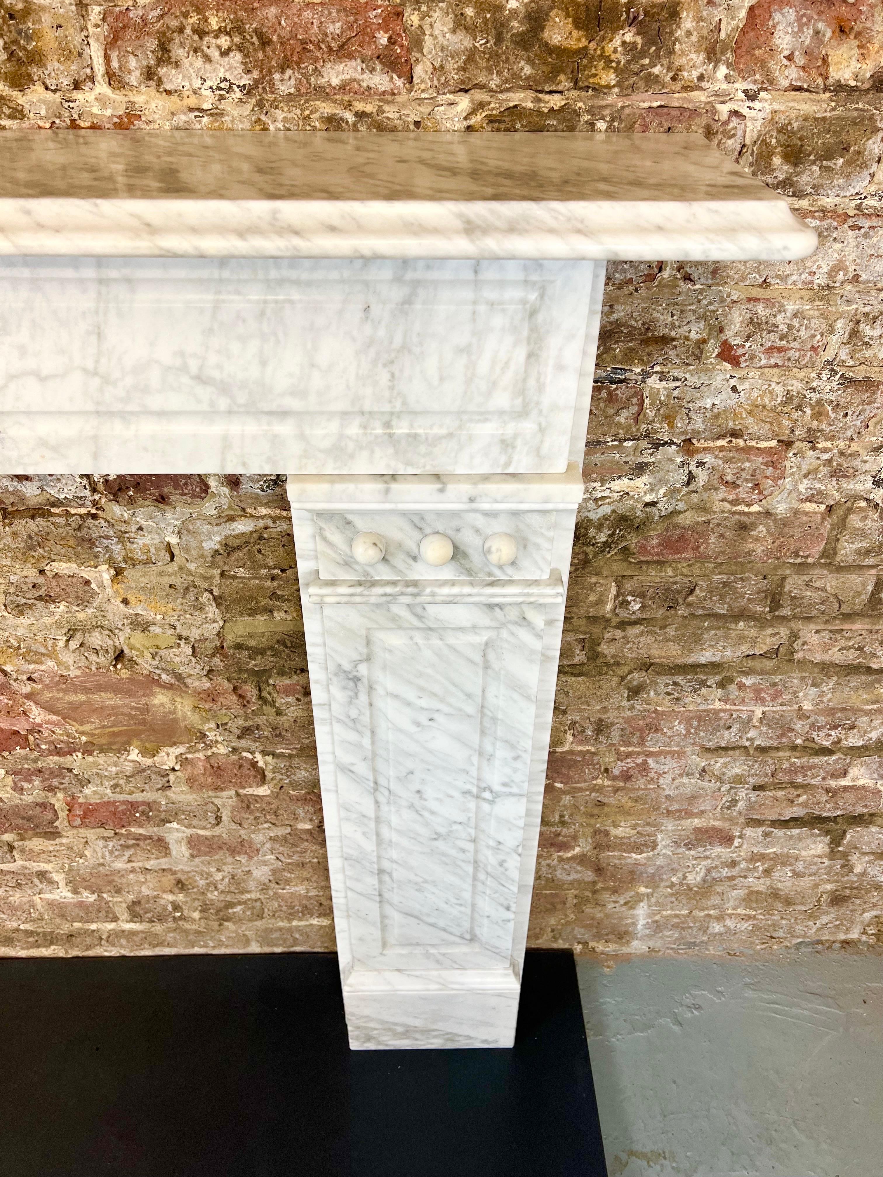 English 19th Century Carrara Marble Fireplace Mantel For Sale